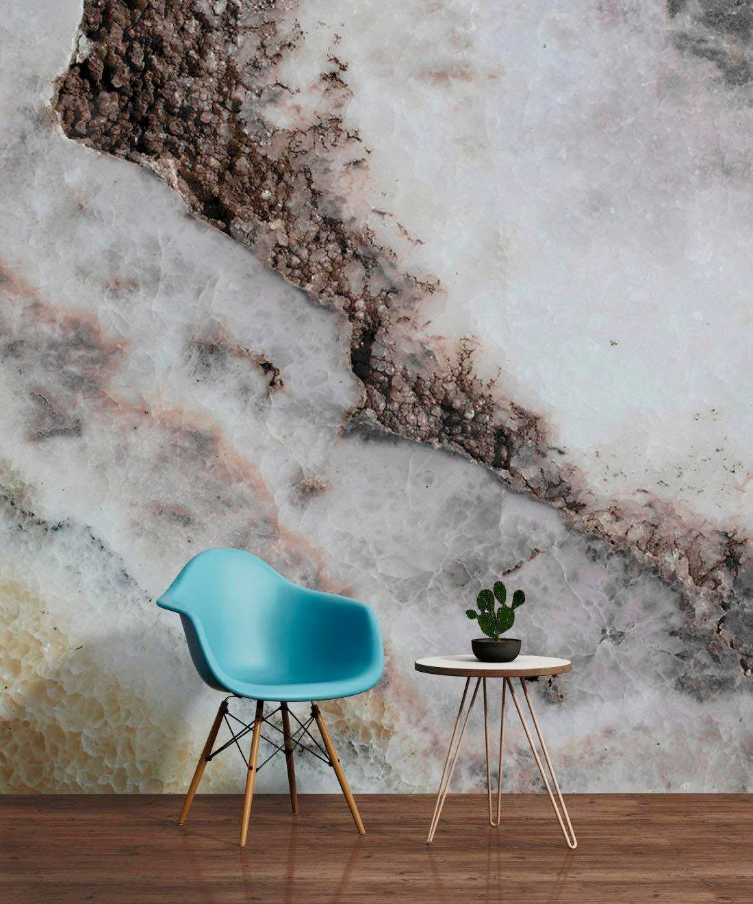 living walls Fototapete »Rosenquarz Vlies«, Tapete Marmoroptik Stein Fototapete 3,50 m x 2,55 m