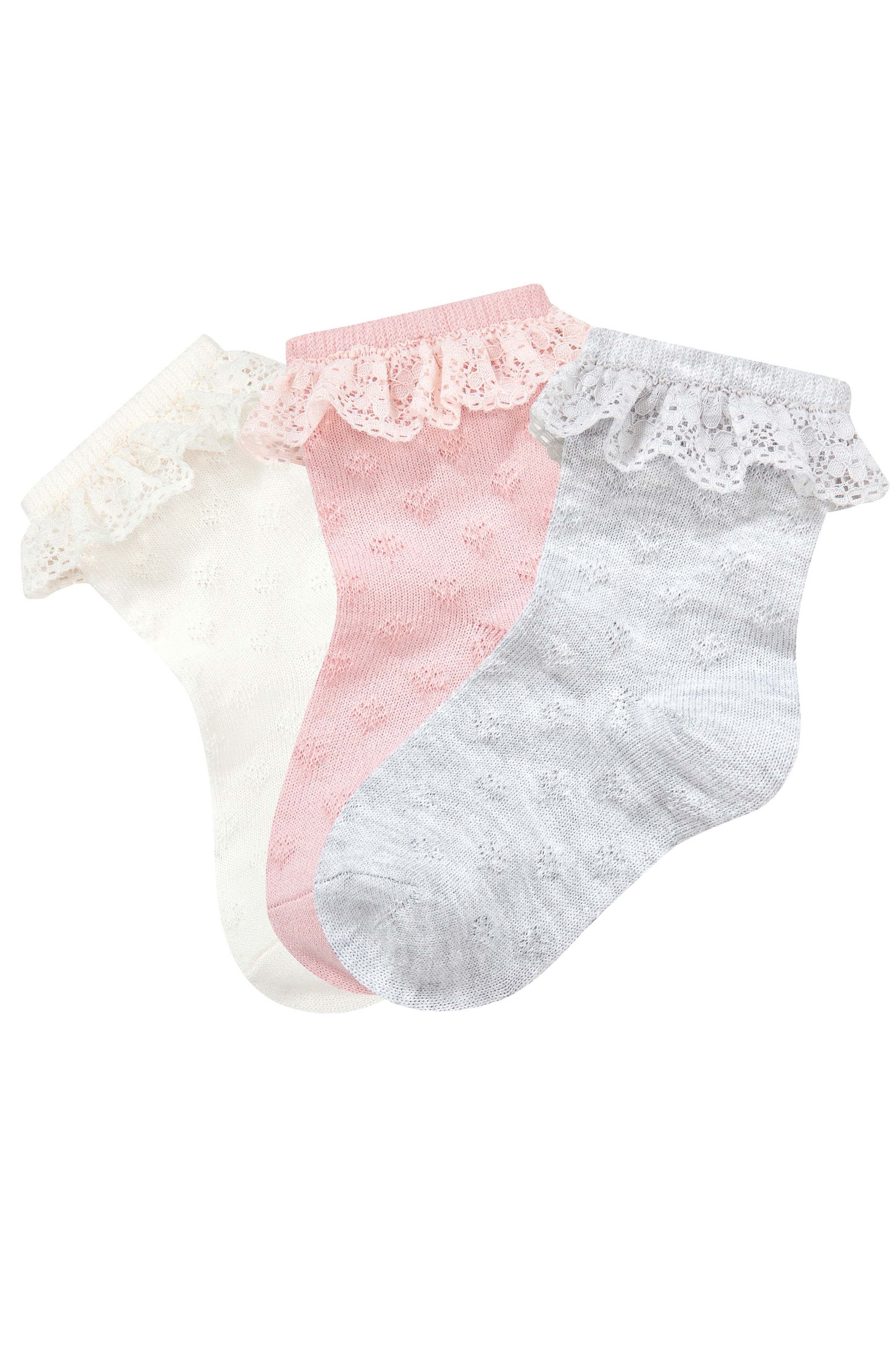 H.I.S Socken 3 Paar tlg. mit feinem Ajour Strickmuster und kleiner Rüsche