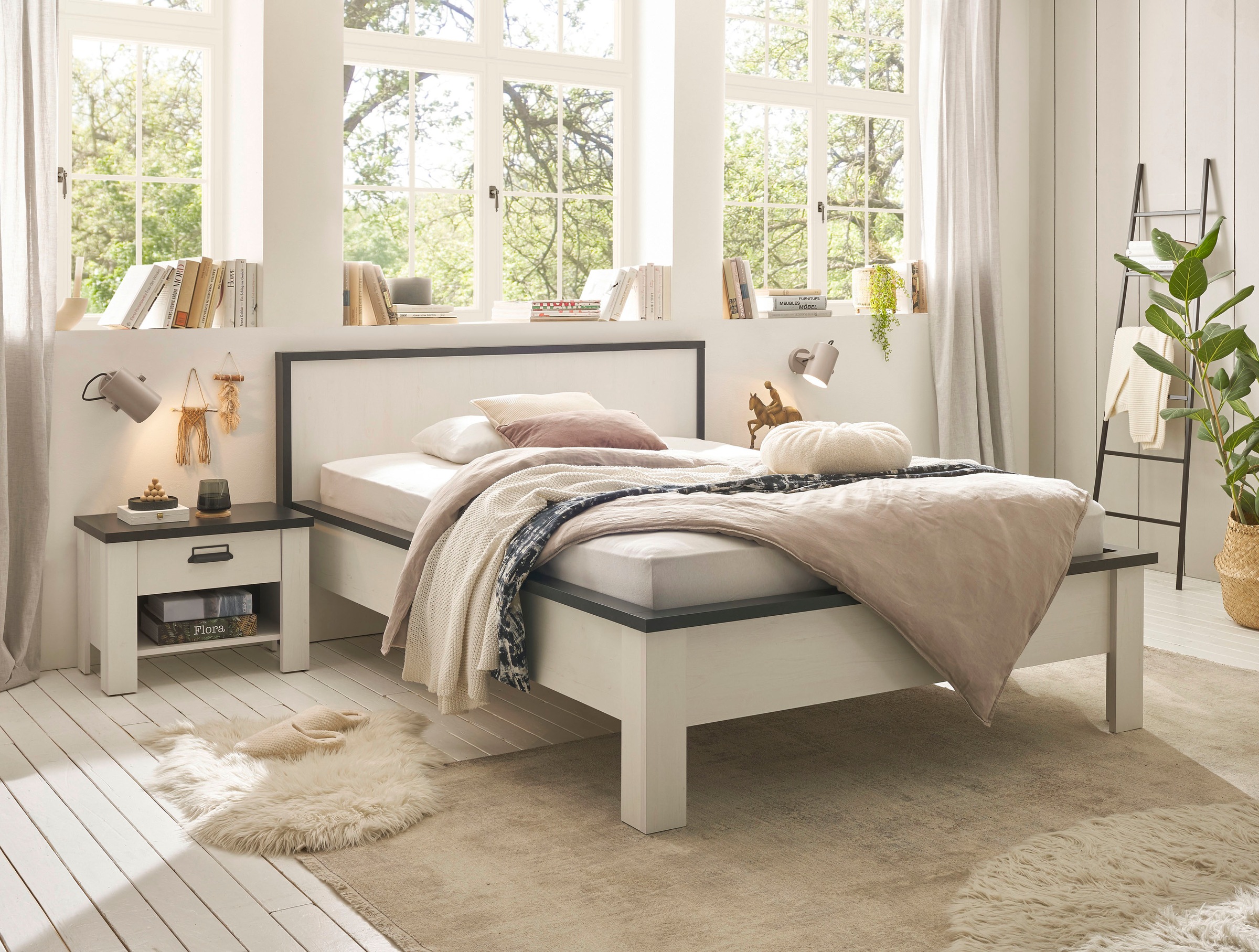 Home affaire Bettanlage »SHERWOOD«, (3 tlg.), Liegefläche Bett 140x200cm, 2 günstig online kaufen