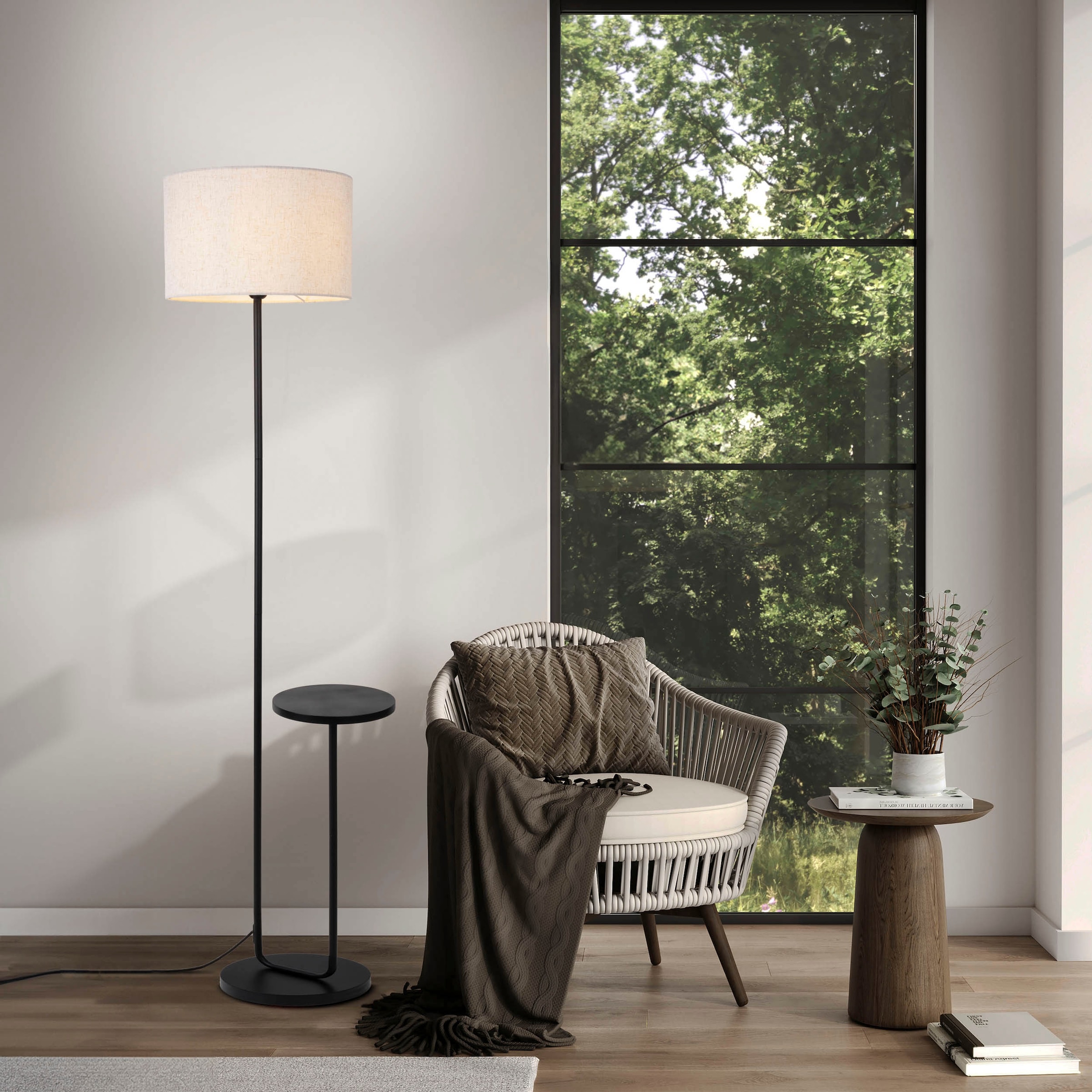 näve Stehlampe »Tordis«, 1 flammig, Leuchtmittel E27 | ohne Leuchtmittel, mit integriertem Tisch, Zuleitung 230cm schwarz, exkl. 1 x E27