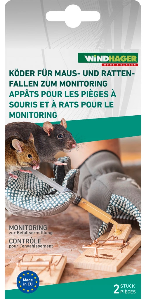 Windhager Schlagfalle »Maus und Ratten Köderspritze im Doppelpack, gift- und chemiefrei« für Mäuse- und Rattenfallen, Köderspritze gefüllt mit Erdnussbutter