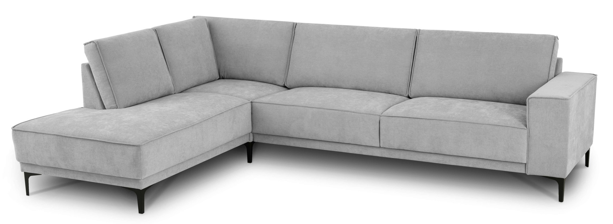Places of Style Ecksofa »Polsterecke Oland, Struktur, Flachgewebe, Luxus-Microfaser, Boucle«, L-Form, 289 cm, Wellenunterfederung, Skandi-Design, Metallfüße