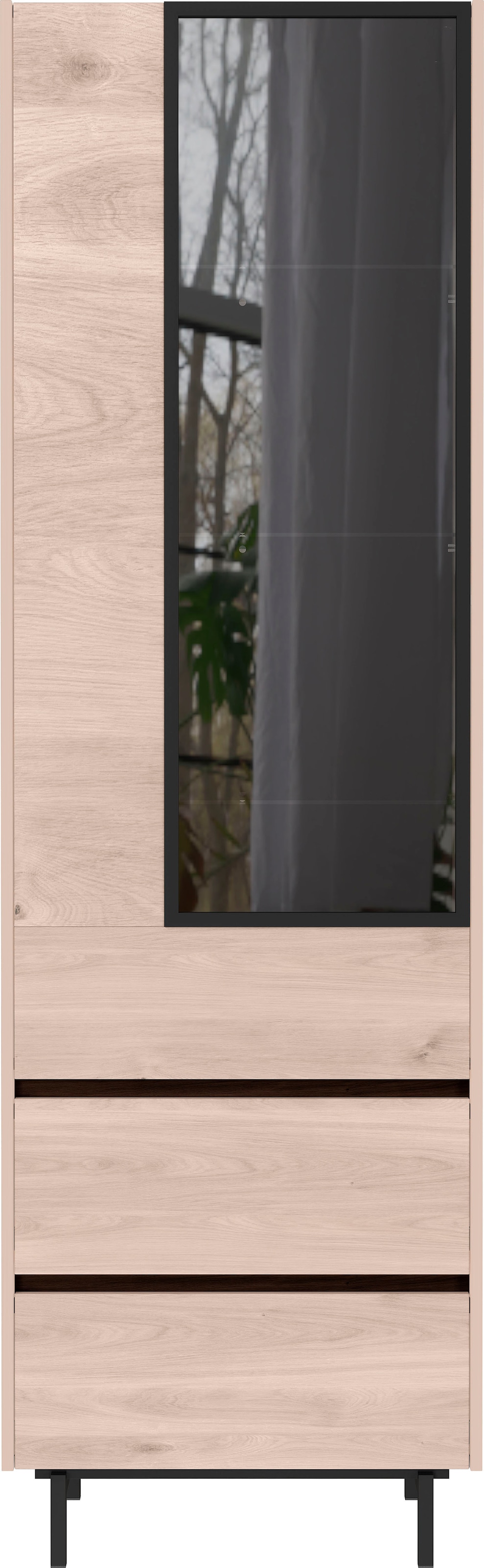 Vitrine »Cantoria«, Tür mit Glaseinsatz aus Rauchglas in Grau, inkl. zwei Fußvarianten