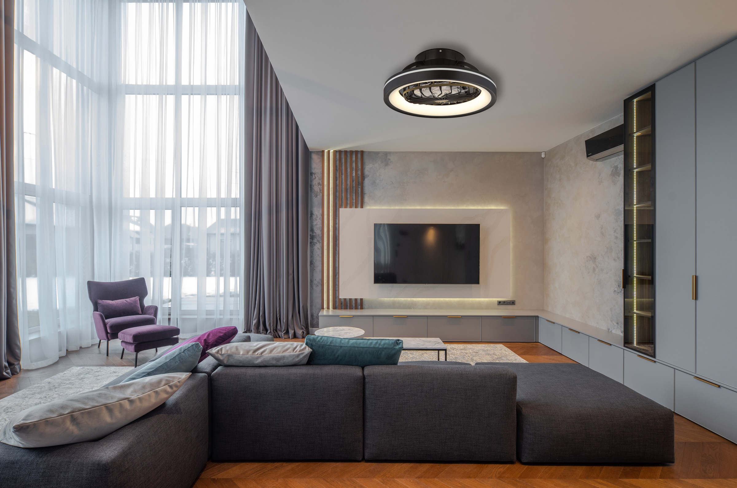 GLOBO LIGHTING Deckenleuchte »DEANNE« LED-Modul 1 Stk. warmweiß - kaltweiß Ventilator opal kühlen-heizen RGB Regenbogen modern Wohnzimmer