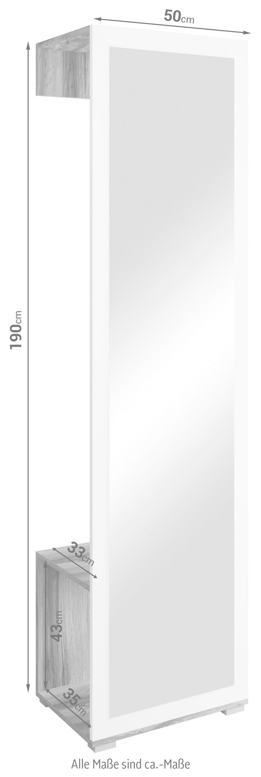 INOSIGN Garderobenschrank »Paris«, mit (Höhe cm) und 1 im Online-Shop 190 Frontspiegel 1 Kleiderstange kaufen
