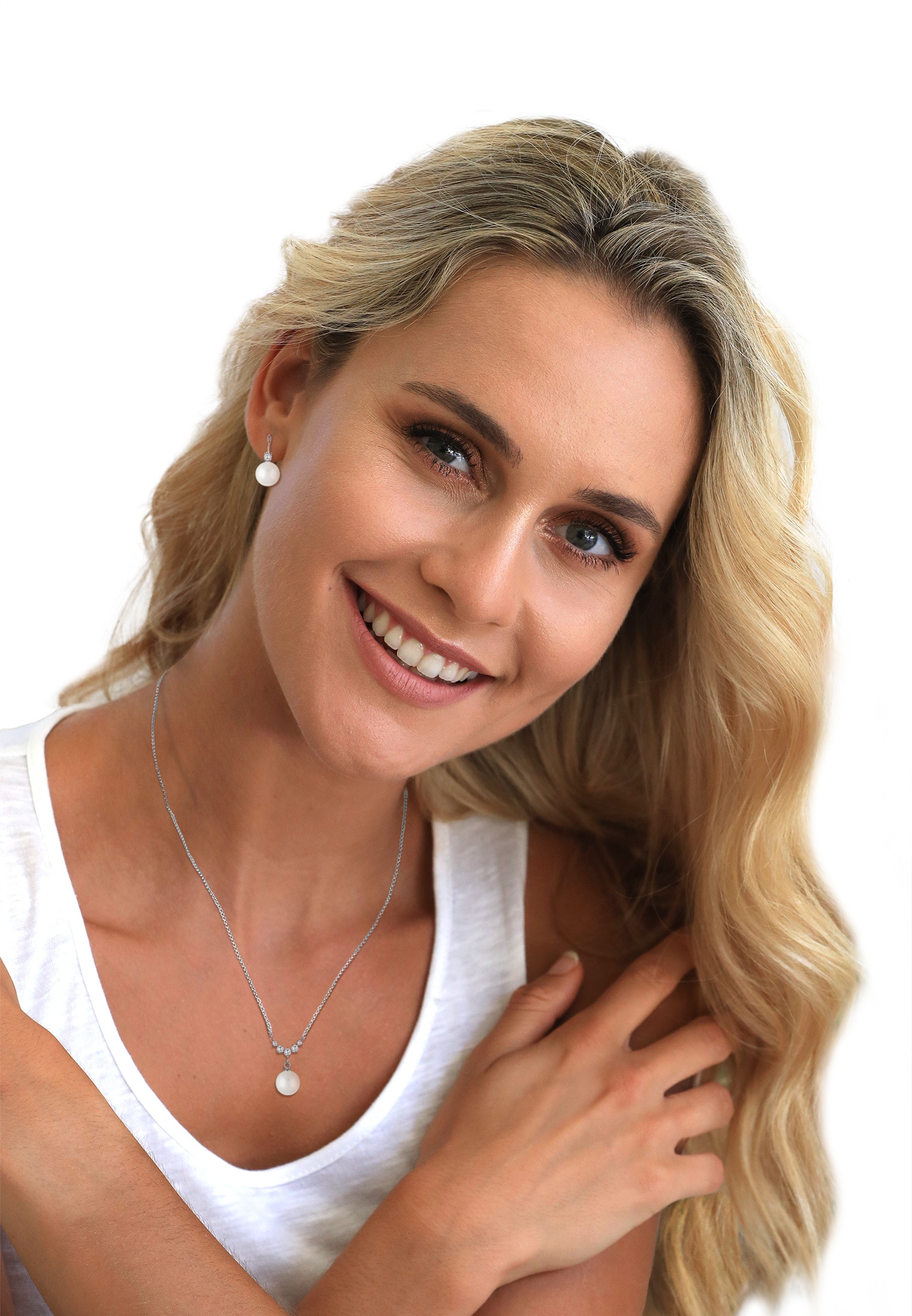 Elli Schmuckset »Set mit Perlen Zirkonia Weiß 925 Sterling Silber«