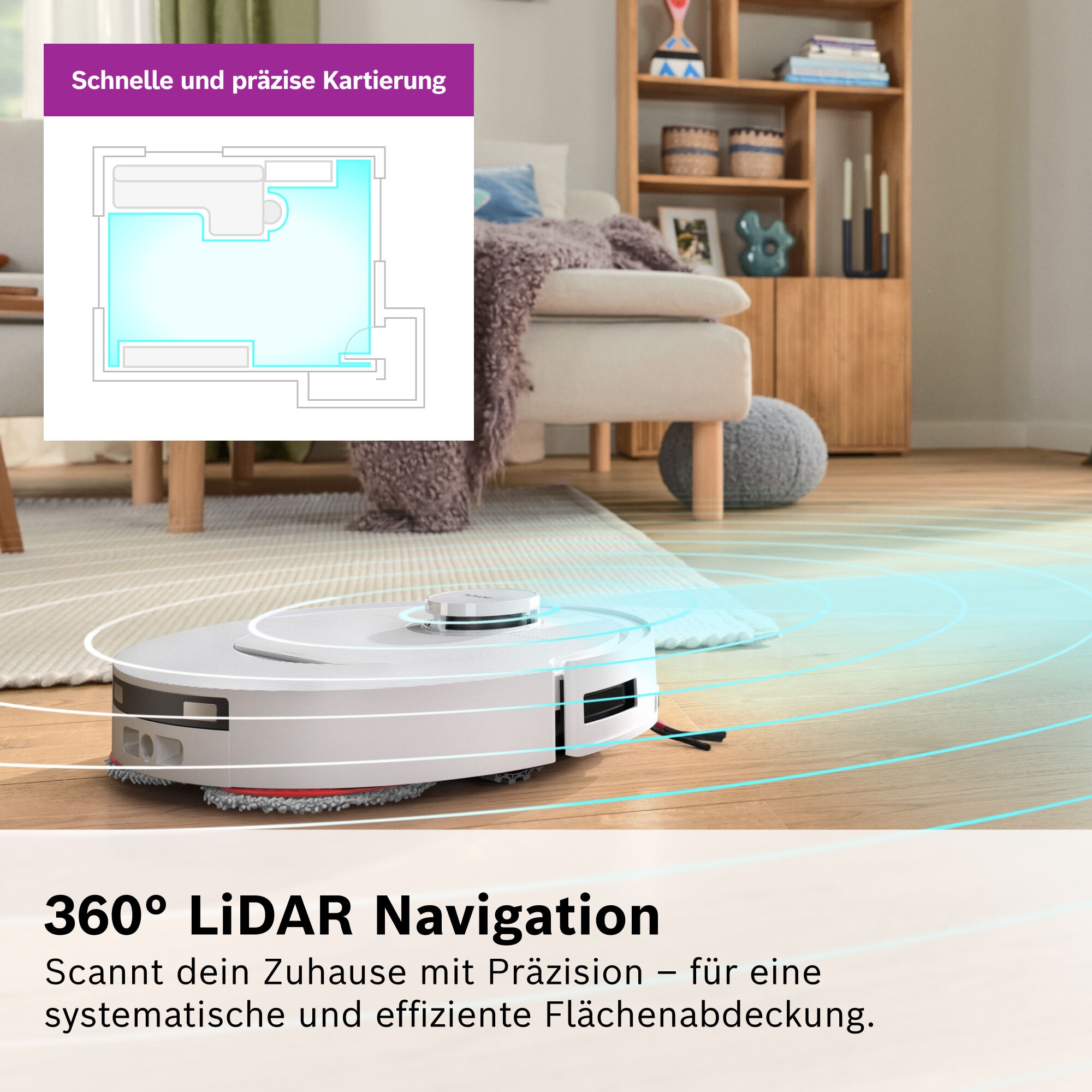 BOSCH Saugroboter »mit Wischfunktion Spotless 2 BCR2S1B/BCR2S1W, 25.000 Pa Saugkraft« Selbstreinigung, Nass-Trocken-Servicestation, rotierende Pads