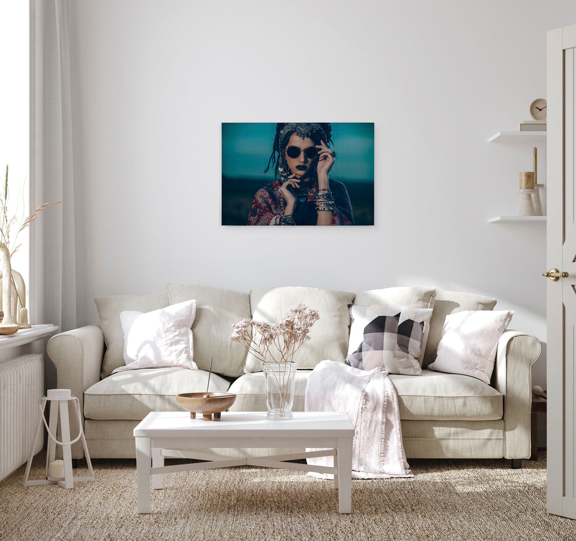 A.S. Création Leinwandbild »la bohème«, Kunst-Personen-Kinder, (1 St.), Keilrahmen Bild Boho Stil Frau Leinwand-Bild Wohnzimmer modern Kinder