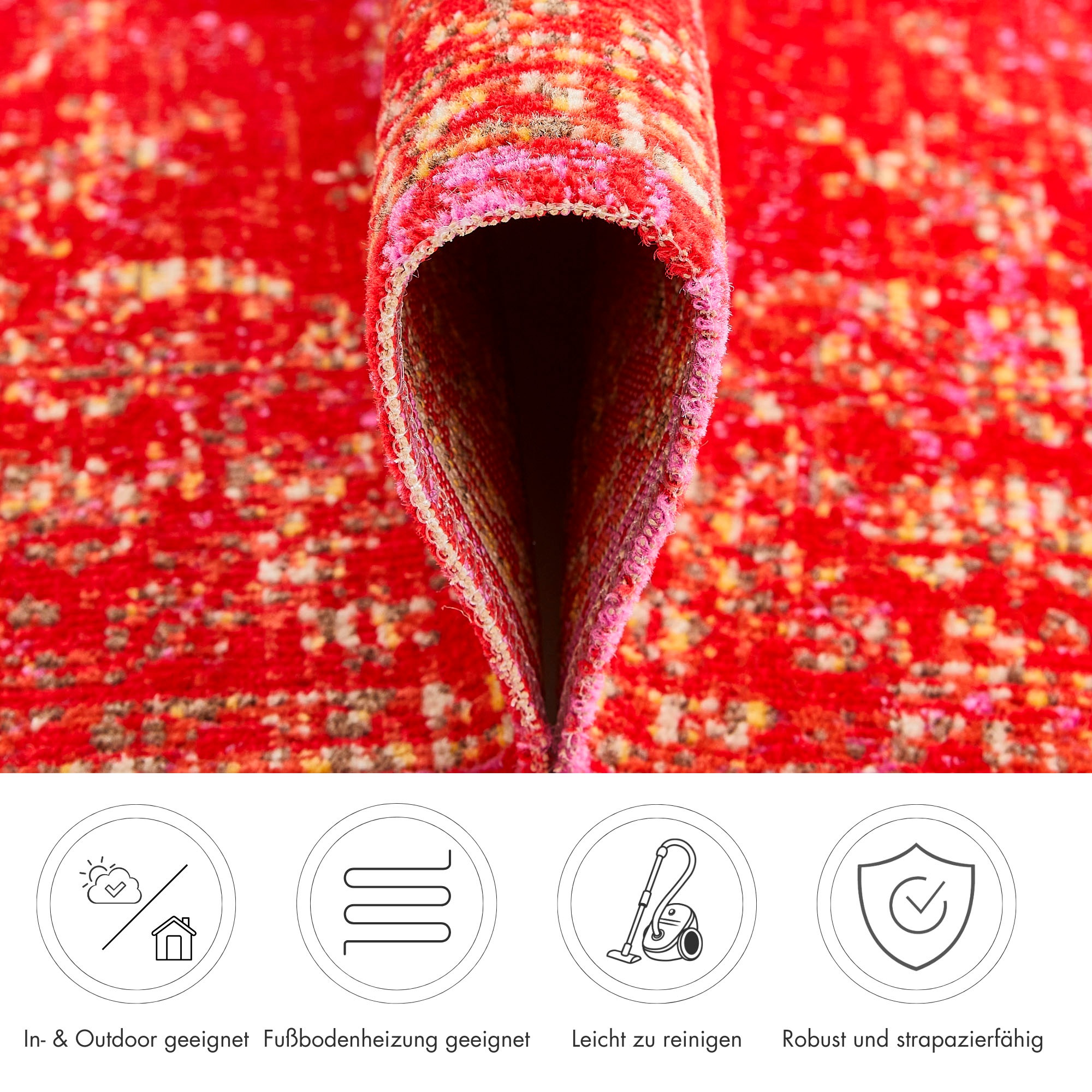 Andiamo Teppich »Colore«, rechteckig, 5 mm Höhe, verschieden Designs, In- und Outdoor geeignet, Wohnzimmer