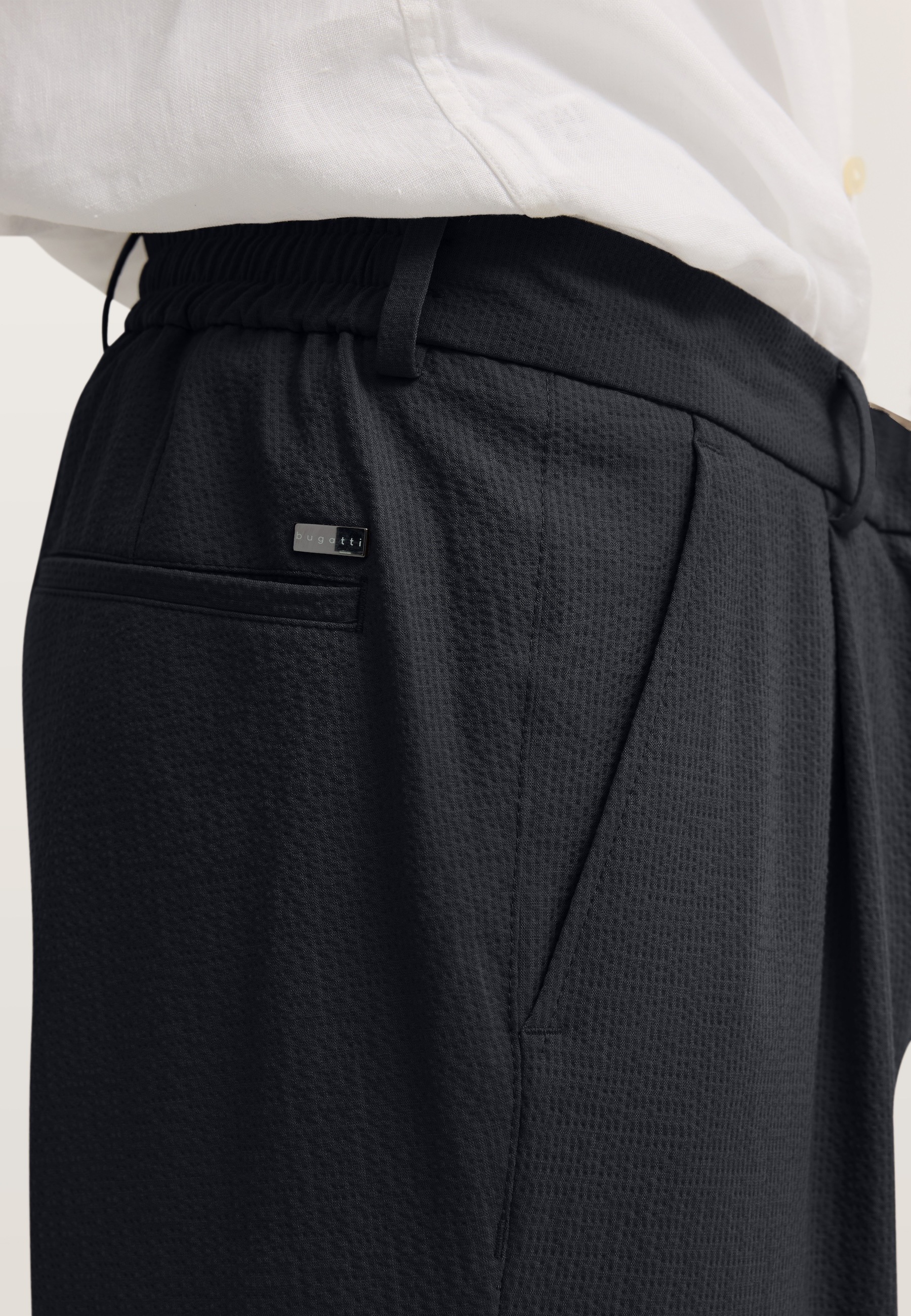 bugatti Anzughose »Seersucker«  mit Bundfalte und Stretch-Funktion
