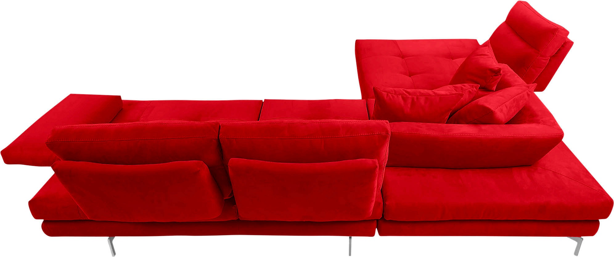 CALIA ITALIA Ecksofa »Toby Wing, L-Form, Designsofa mit sensationellem Sitzkomfort«, Sitztiefenverstell.,wahlw. mit Kissen-Set, Füße chrom glänzend