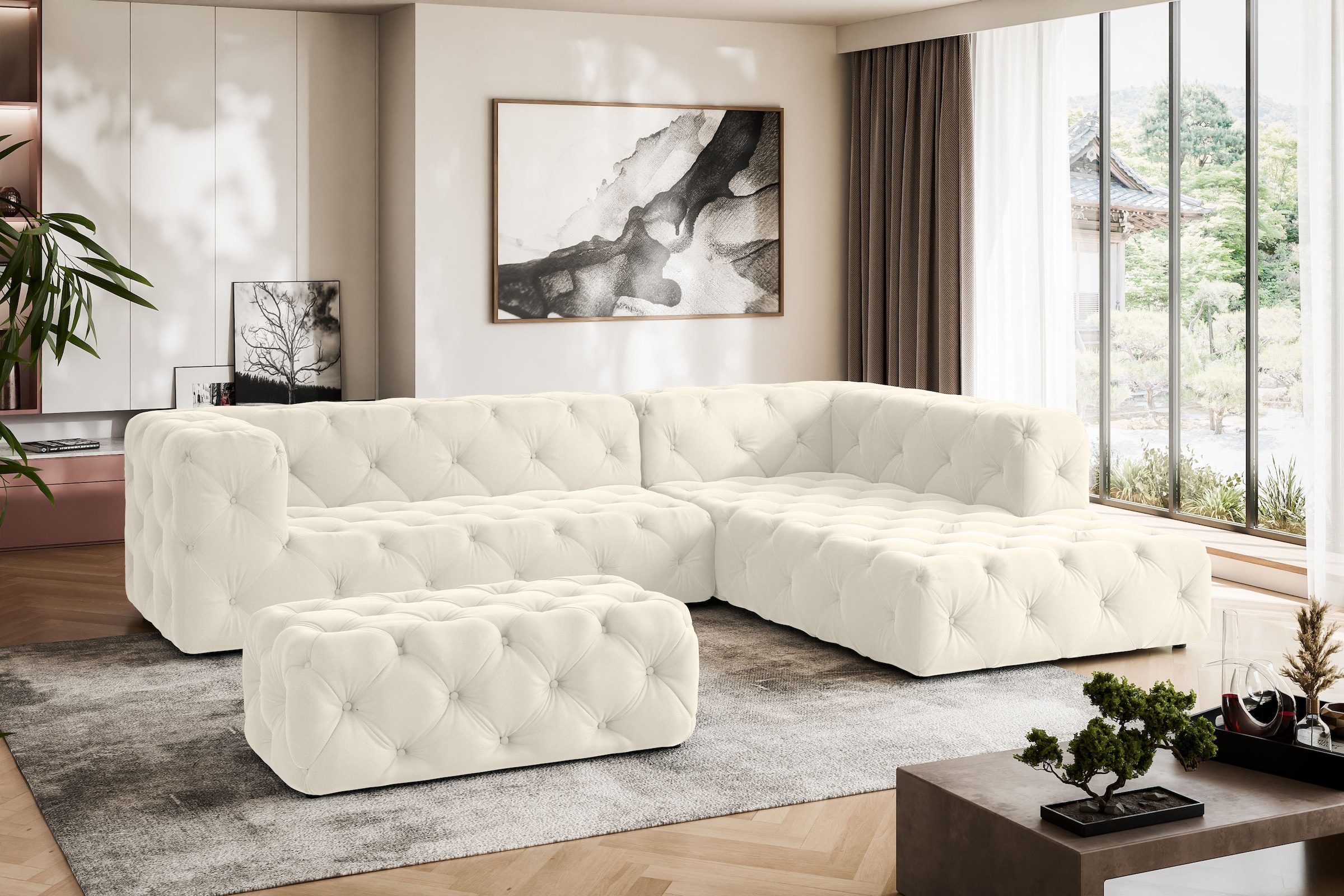 Home affaire Ecksofa »FOLLINA« L-Form, mit klassischer Chesterfield-Knopfhe günstig online kaufen