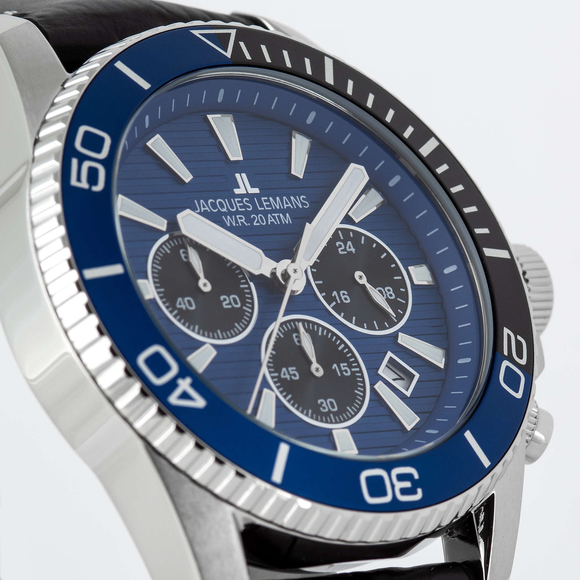 Jacques Lemans Chronograph »Liverpool Diver« Quarzuhr, Armbanduhr, Herrenuhr, Lederarmband, analog, Tag
