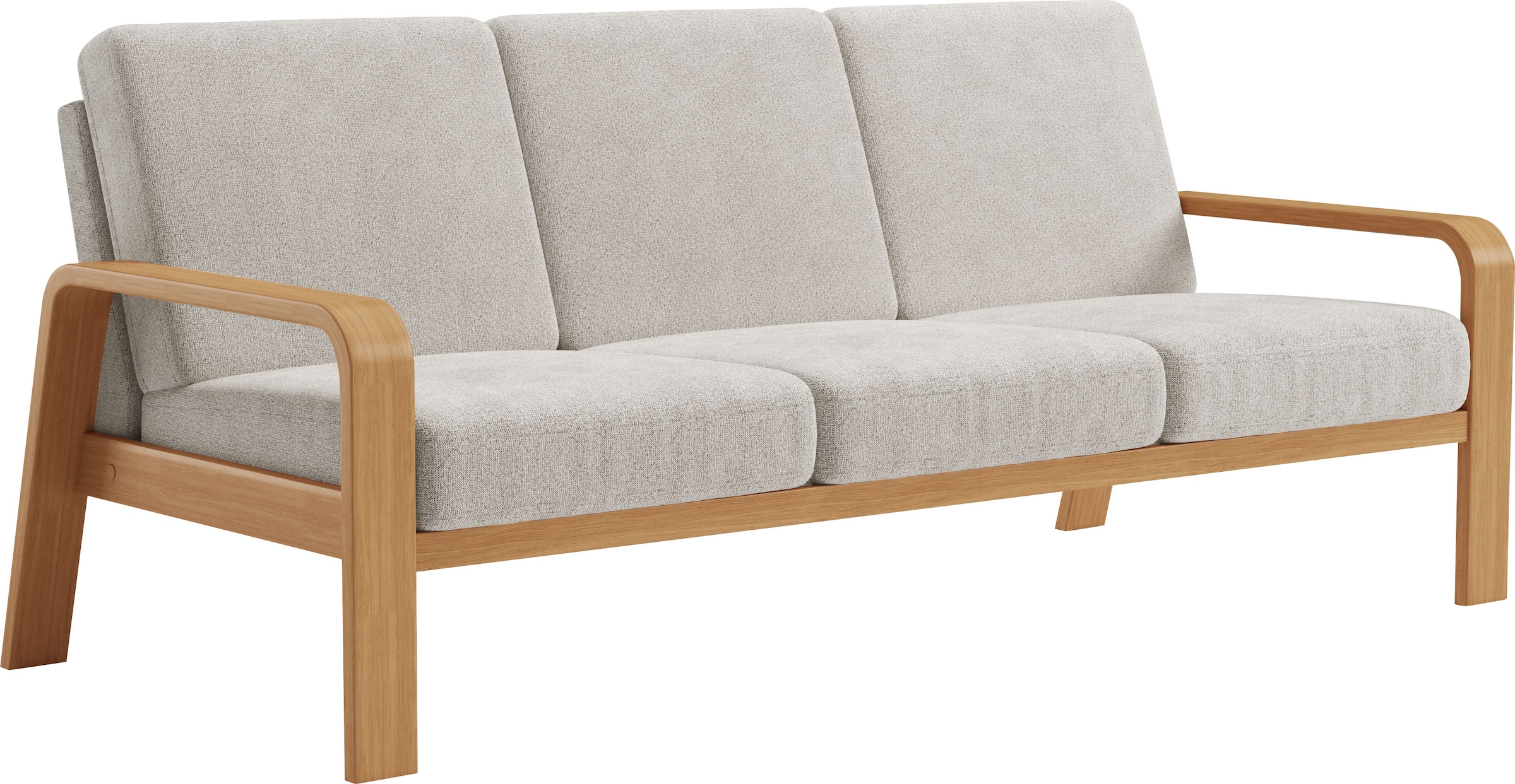 sit&more 3-Sitzer »Kolding«, Armlehnen aus eichefarbigem Buchenholz, verschiedene Bezüge und Farben