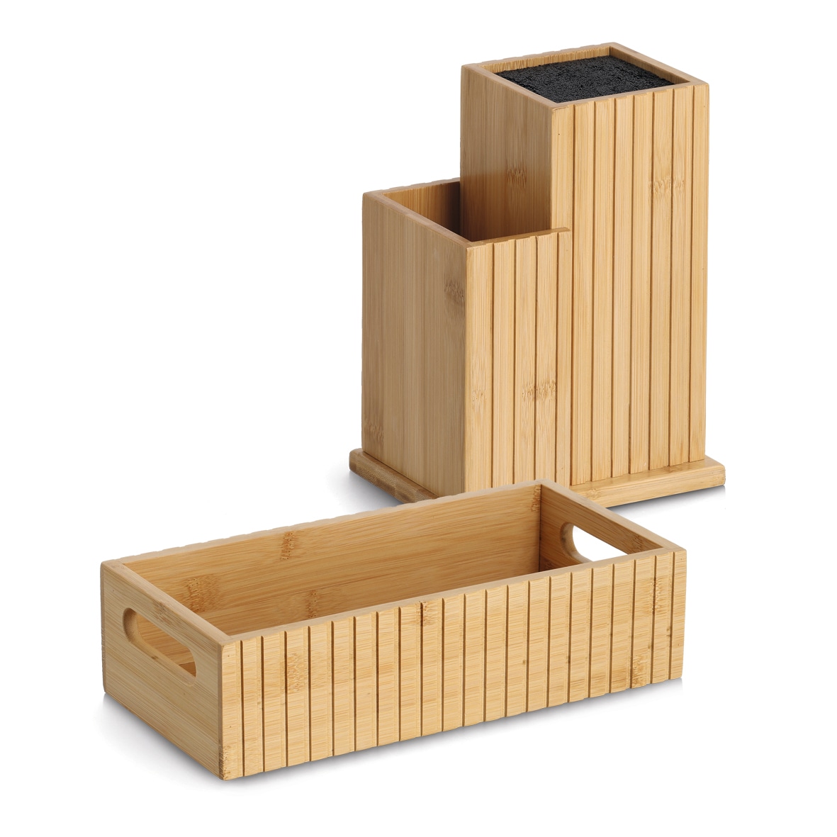 Zeller Present Messerblock »Messerblock« 1 mit Utensilienhalter, Bambus/Kunststoff - ca. 17,2x12,5x23,3 cm