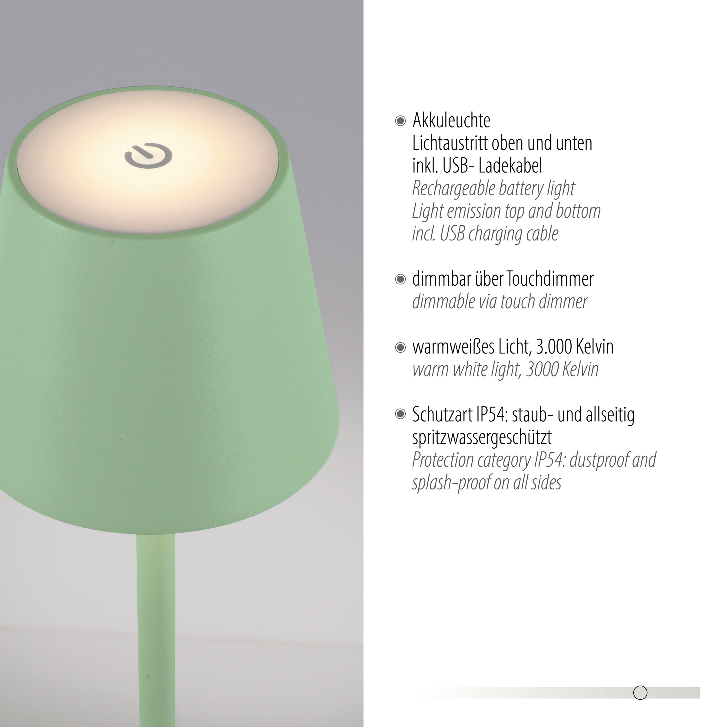 JUST LIGHT LED Tischleuchte »EURIA, 2er Set«, 1 flammig, Leuchtmittel LED-Board | LED fest integriert, LED Akku Tischlampe