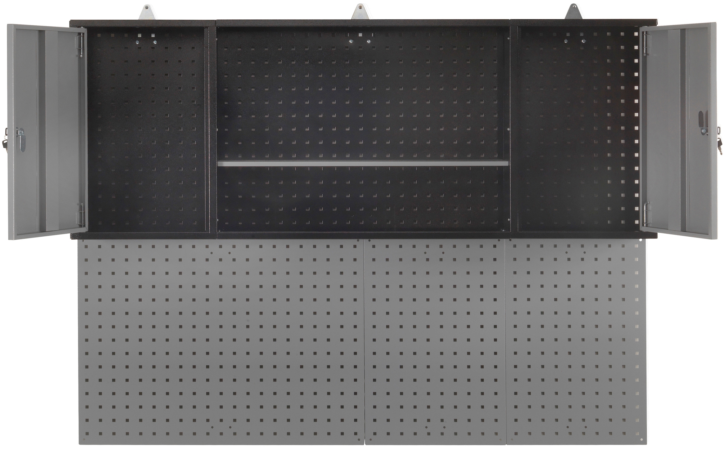 Profiwerk Werkbank »Werkstattset Kiel«, (Set, 3 tlg.), Breite 160 cm, abschließbar, höhenverstellbar, Hängeschrank & Lochwand