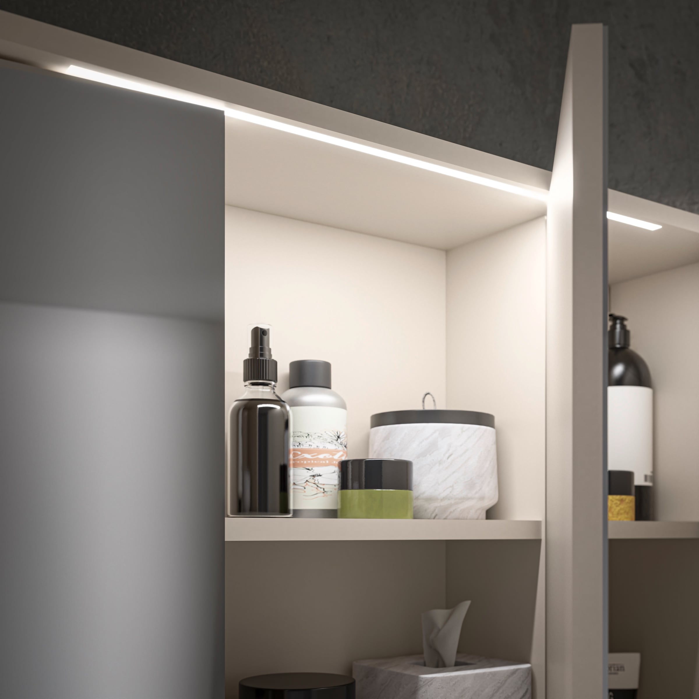 BASIC by Balculina Spiegelschrank »Lucera Spiegelschrank, Badezimmerschrank BxHxT 60x75x20« 1 Stk. tlg. Breite 60 cm, Tür L/R montierbar, LED-Beleuchtung