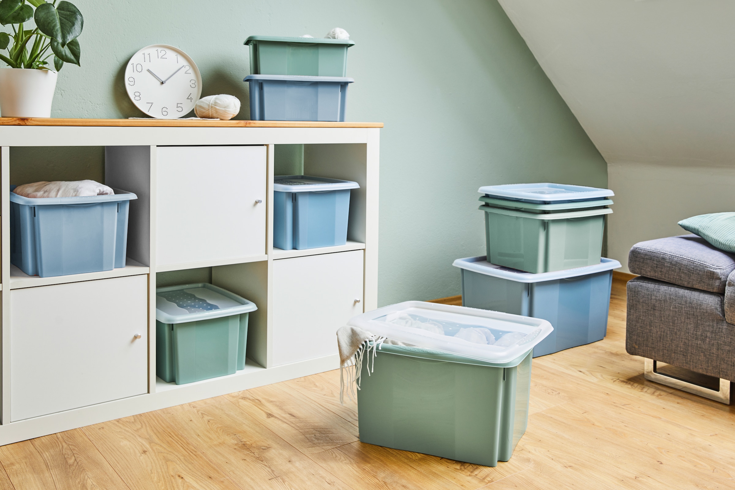 keeeper Aufbewahrungsbox »Emil, 3er Set, 15 L, 38 x 28,5 x 20,5 cm« ineinander und aufeinander stapelbar