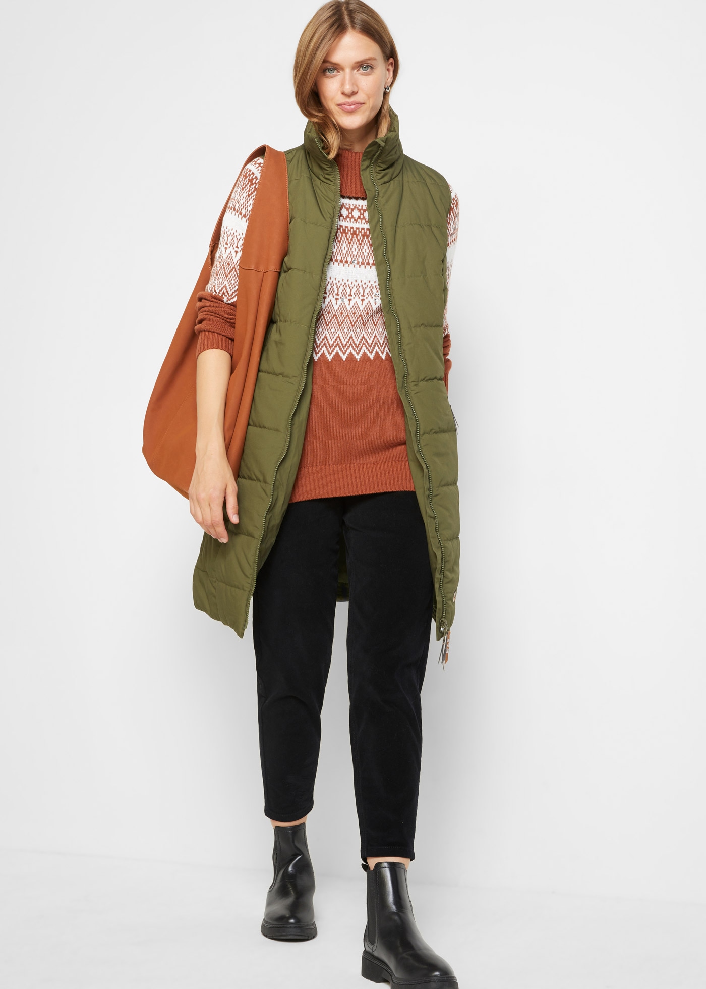 bonprix Longweste mit Stehkragen und Reißverschlusstaschen