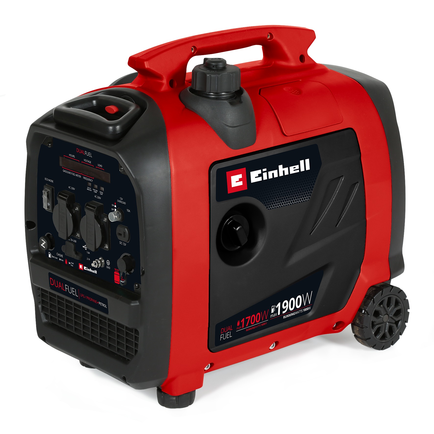 EINHELL Stromerzeuger »TE-IG 1900 DF« Benzin/Gas Schwarz, Rot 2x 230 V-Steckdose/50 Hz