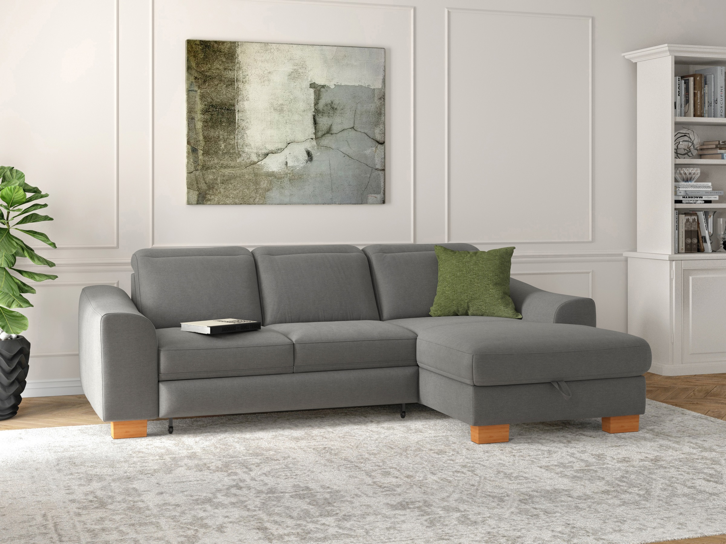 sit&more Ecksofa »Dundee L-Form«, mit Federkern und Massivholzfüßen, wahlweise mit Kopfteilverstellung