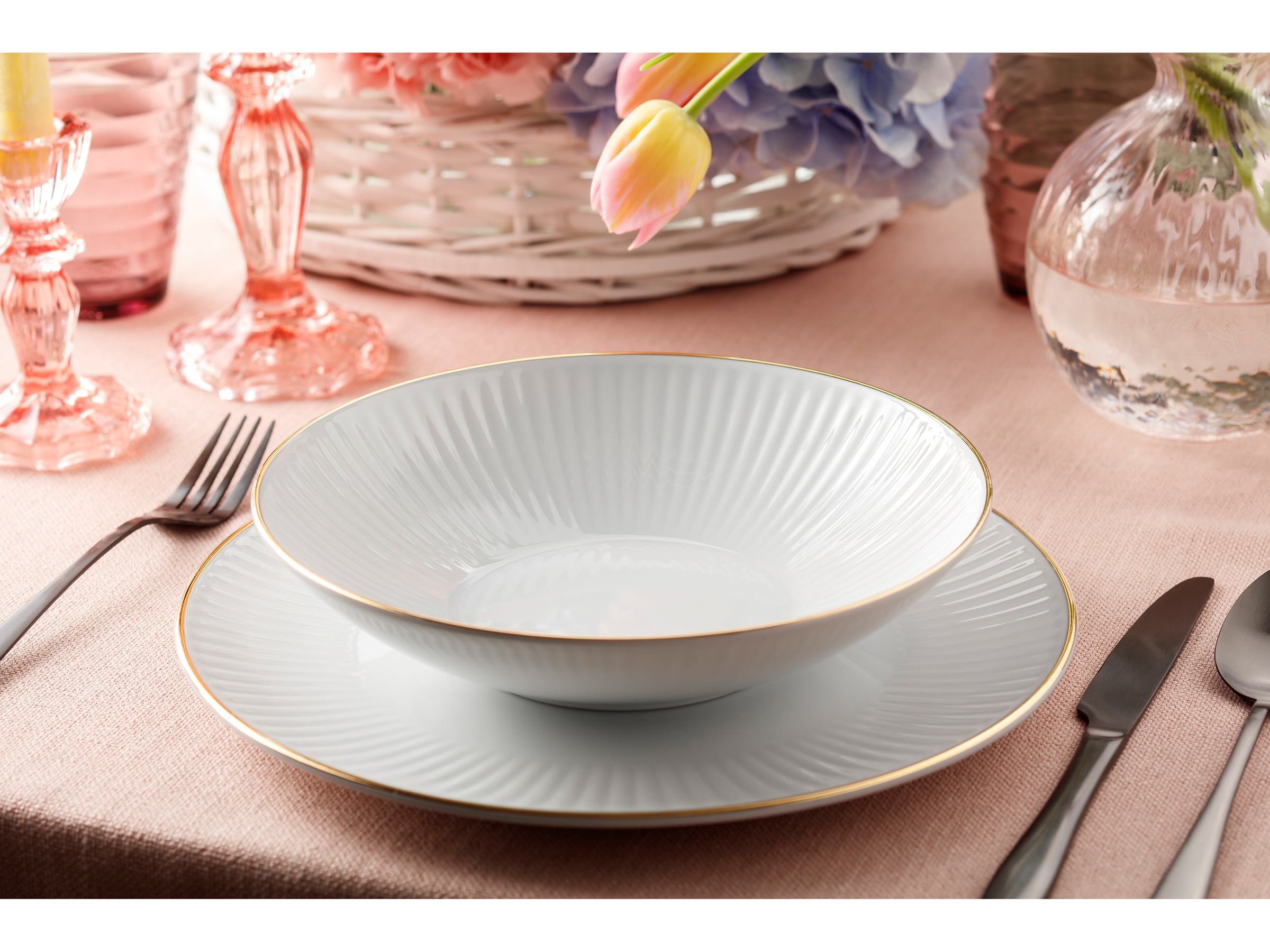 CreaTable Tafelservice »Valencia Gold, Tafel-Service 12-tlg«, (Set, 12 tlg.), Elegant, Goldrand
