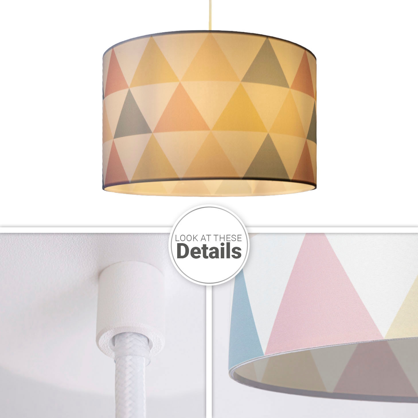 Paco Home Pendelleuchte »Hugo Delta« E27 Wohnzimmer Lampenschirm Modern Pendelleuchte Stoff E27 Dreieck Bunt