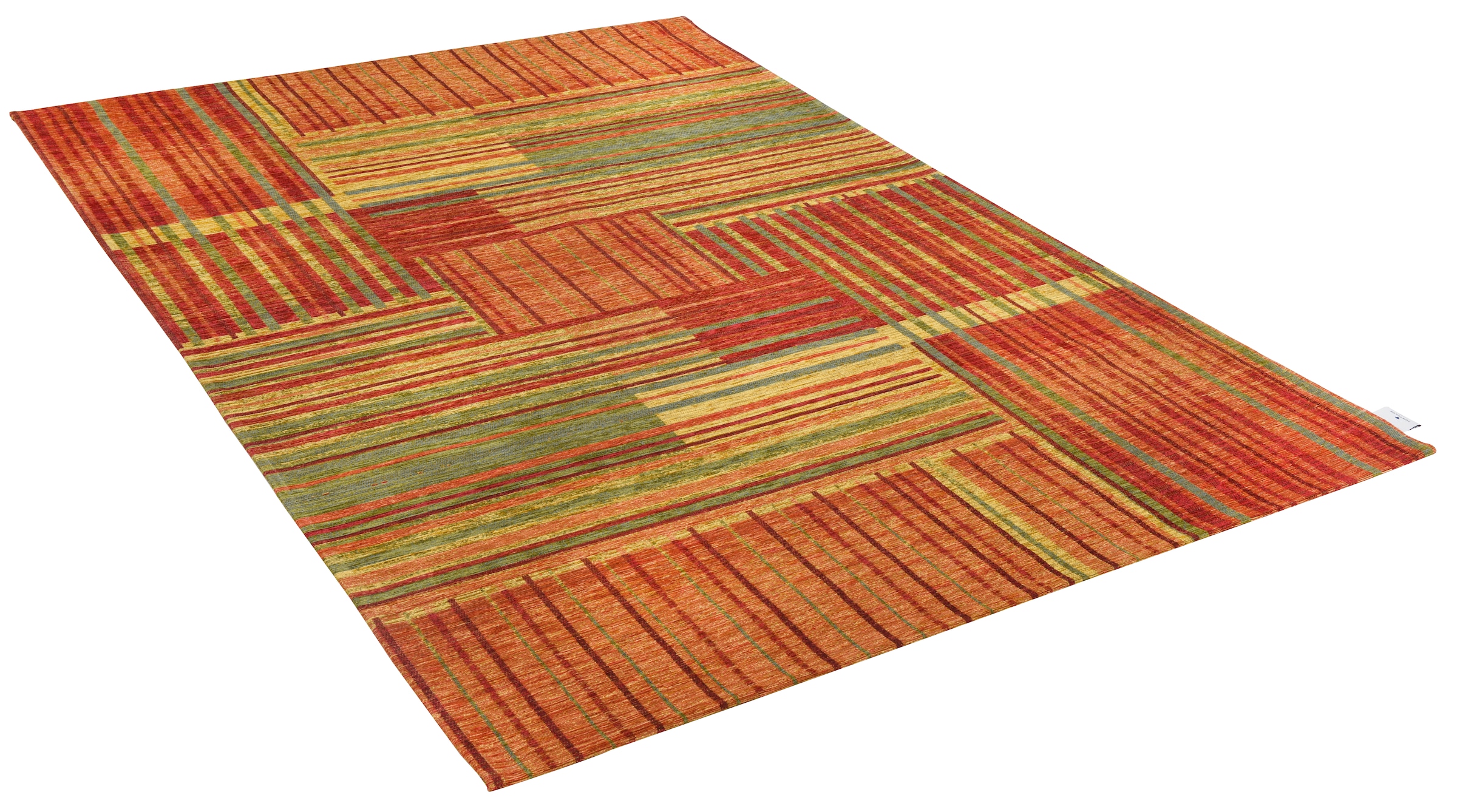 TOM TAILOR Teppich »Stripy Pat«, rechteckig, 5 mm Höhe, Flachgewebe, modernes Patchworkdesign, gestreift, Chenille, Wohnzimmer