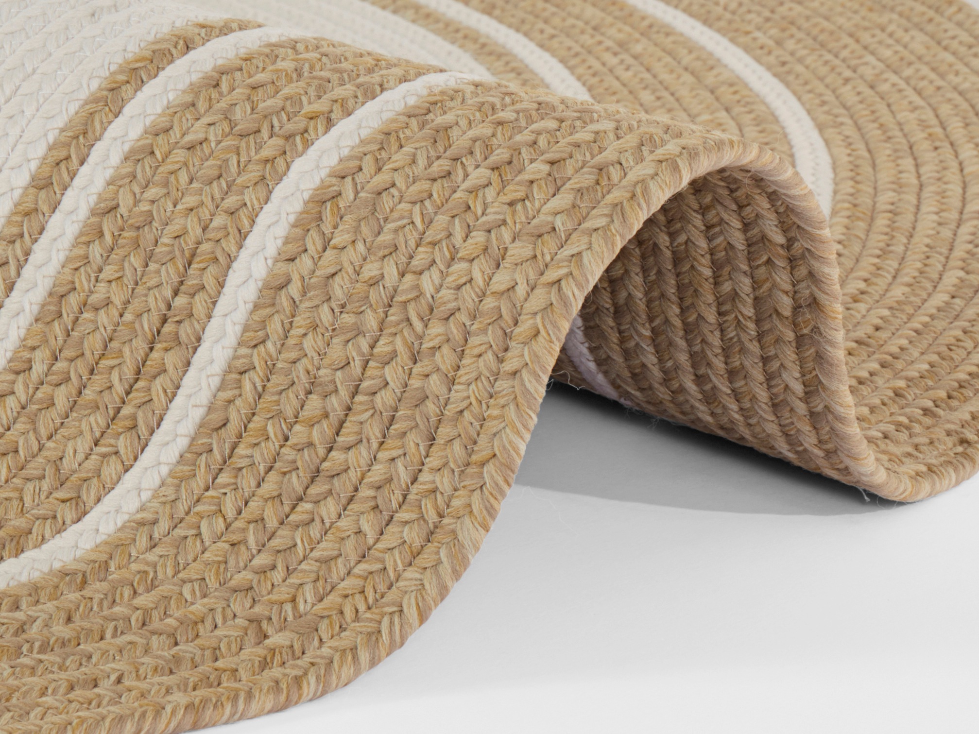 NORTHRUGS Teppich »Trenzado«, rund, 10 mm Höhe, In- & Outdoor, Handmade-Look, Gewebt, Wetterfest, Balkon, Wohnzimmer