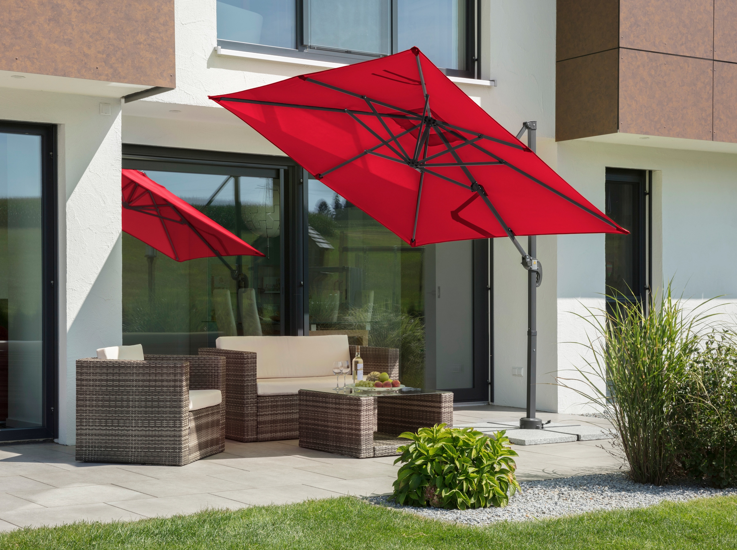 Schneider Schirme Ampelschirm »Rhodos Junior«, ØxH: 230x230 cm, Alu/Polyester, inkl. Plattenständer/Schutzhülle