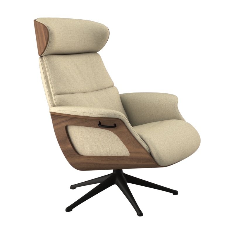 FLEXLUX Relaxsessel »Rücken u. Kopfverstellung, ergonomisch, Airchannels, klasse Komfort« Rücken- & Kopfteilverstellung, Drehbar, Armlehne Walnuss, Fuß Schwarz