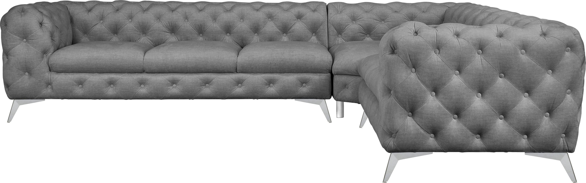 Leonique Chesterfield-Sofa »Ecksofa GLYNIS L-Form mit Wellenunterfederung, günstig online kaufen