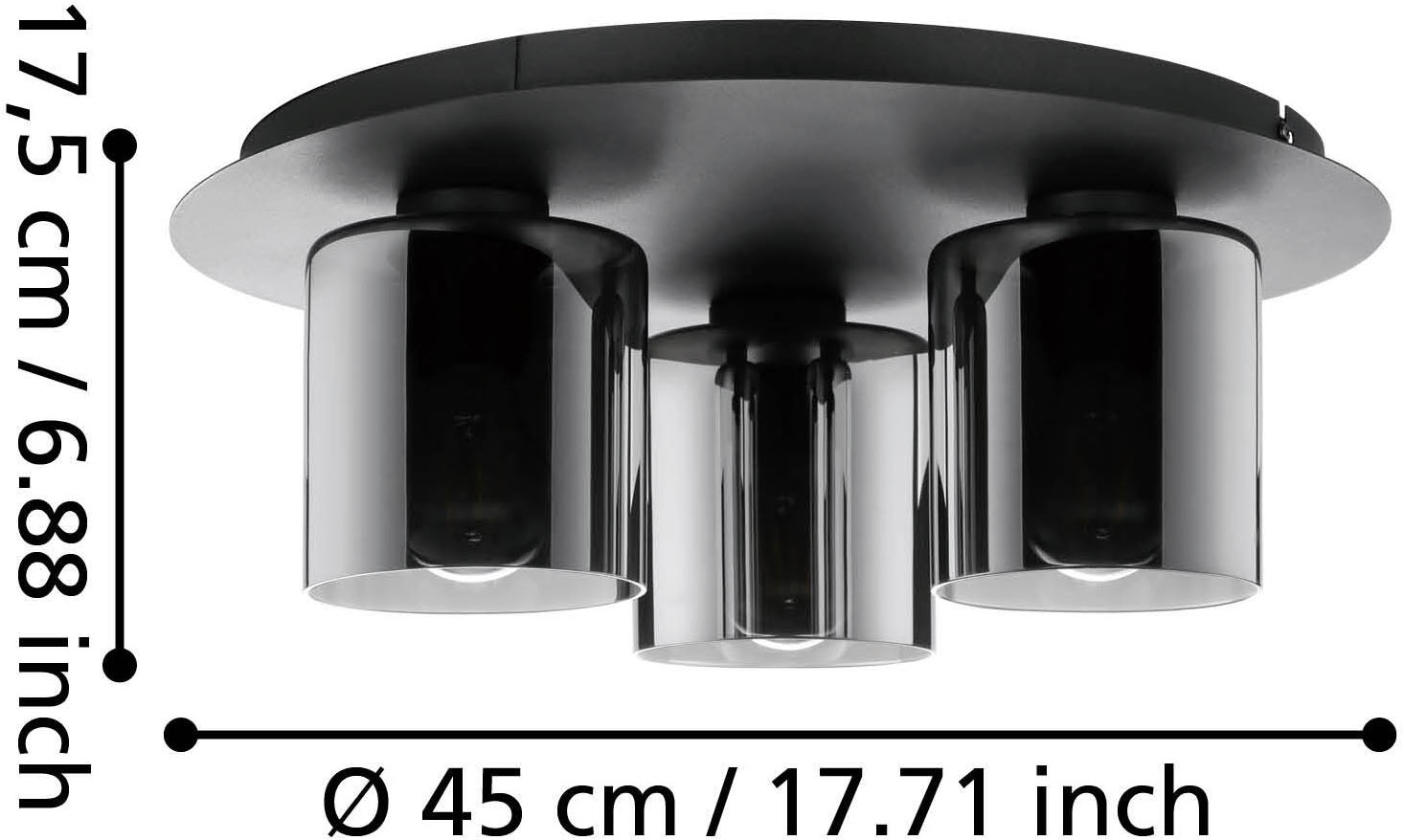 EGLO Deckenleuchte »GOROSIBA 1 Deckenlampe - Stahl - E27 - 3X40W - IP20« E27 1 Stk. Wohzimmerlampe, Esszimmerlampe, Flur, Schlafzimmer, H17,5 x Ø45 cm