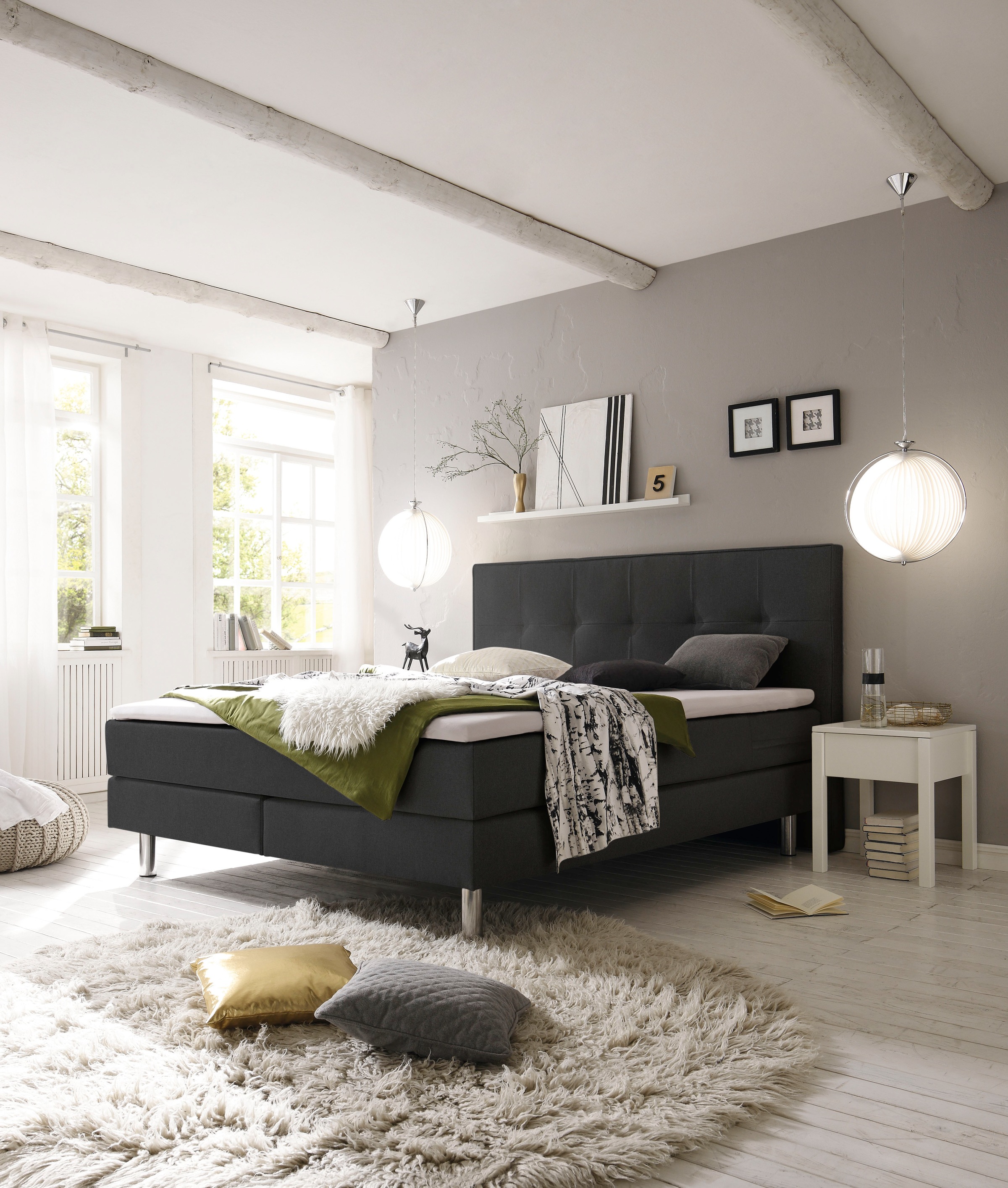 HASENA Boxspringbett "Fleur" Boxspringbett, runde Chromfüsse, weiche Bezüge günstig online kaufen