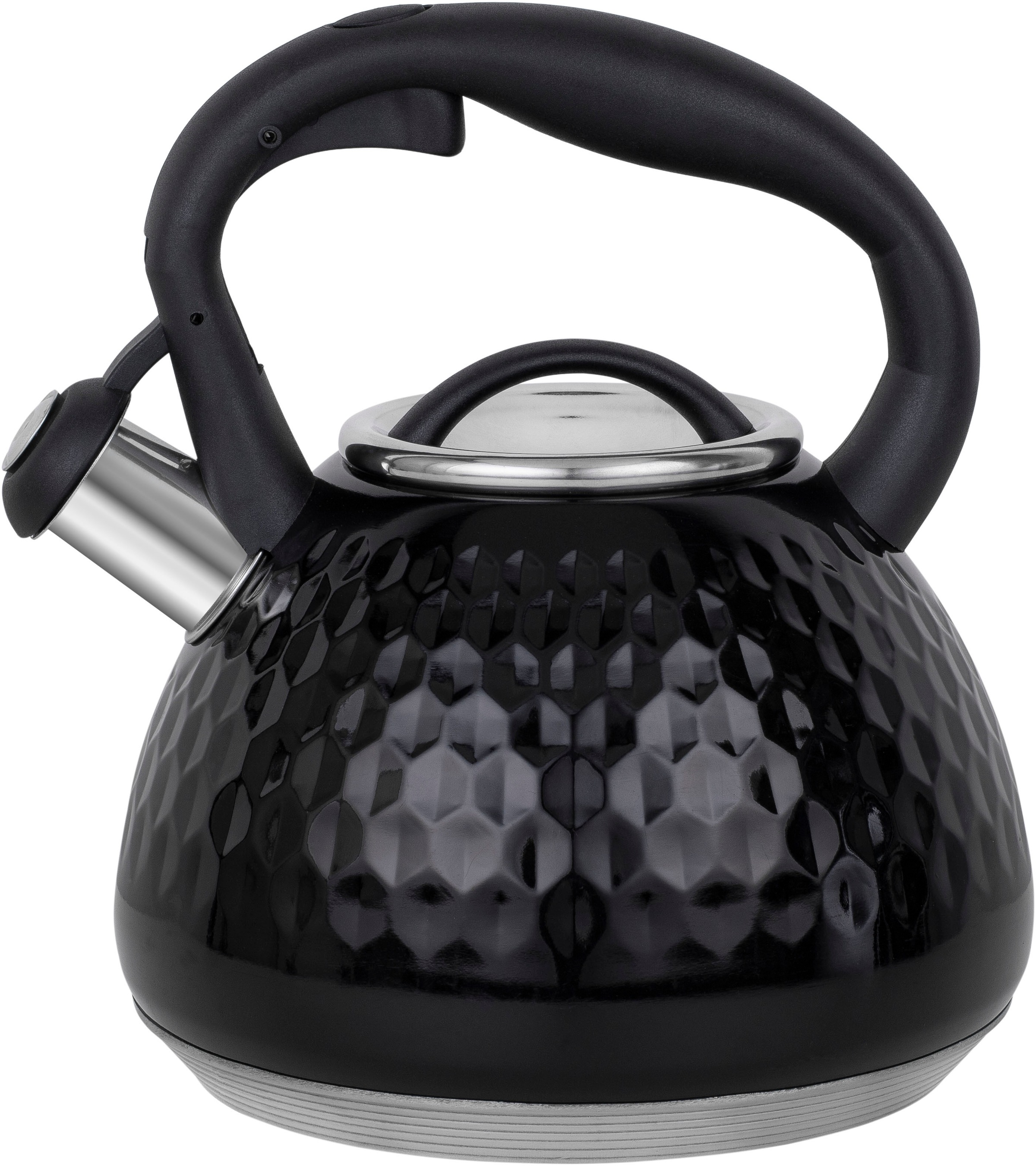 RESTO Kitchenware Wasserkessel »Aries, Flötenkessel 2,7 l, mit 3D-Design, im Geschenkkarton«, Edelstahl, (1 tlg.), mit ergonomischem, wärmeableitenden Bakelit-Griff
