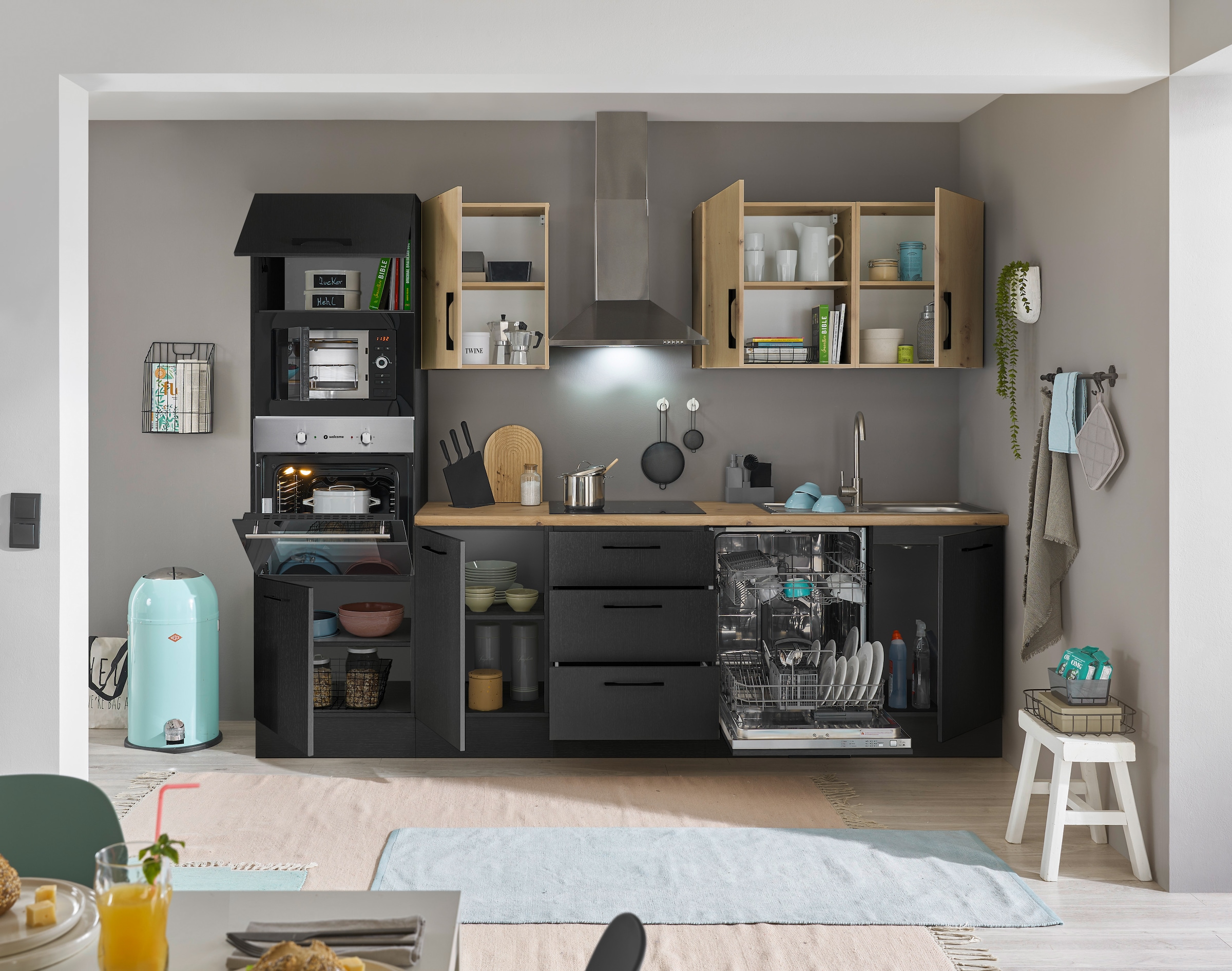 BASIC by Balculina Küchenzeile »Turin«, Breite 280 cm, wahlweise mit E-Geräten