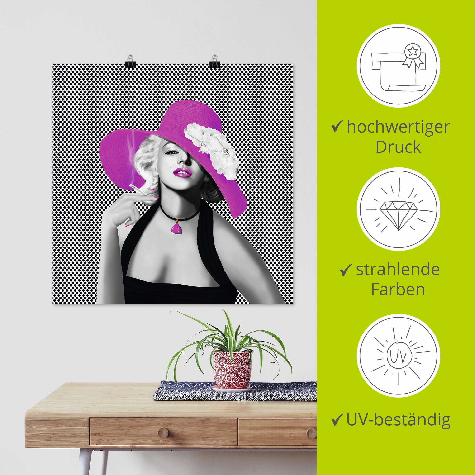 Artland Wandbild »Marilyn in Pop Art«, Stars, (1 St.), als Leinwandbild, Poster, Wandaufkleber in verschied. Größen
