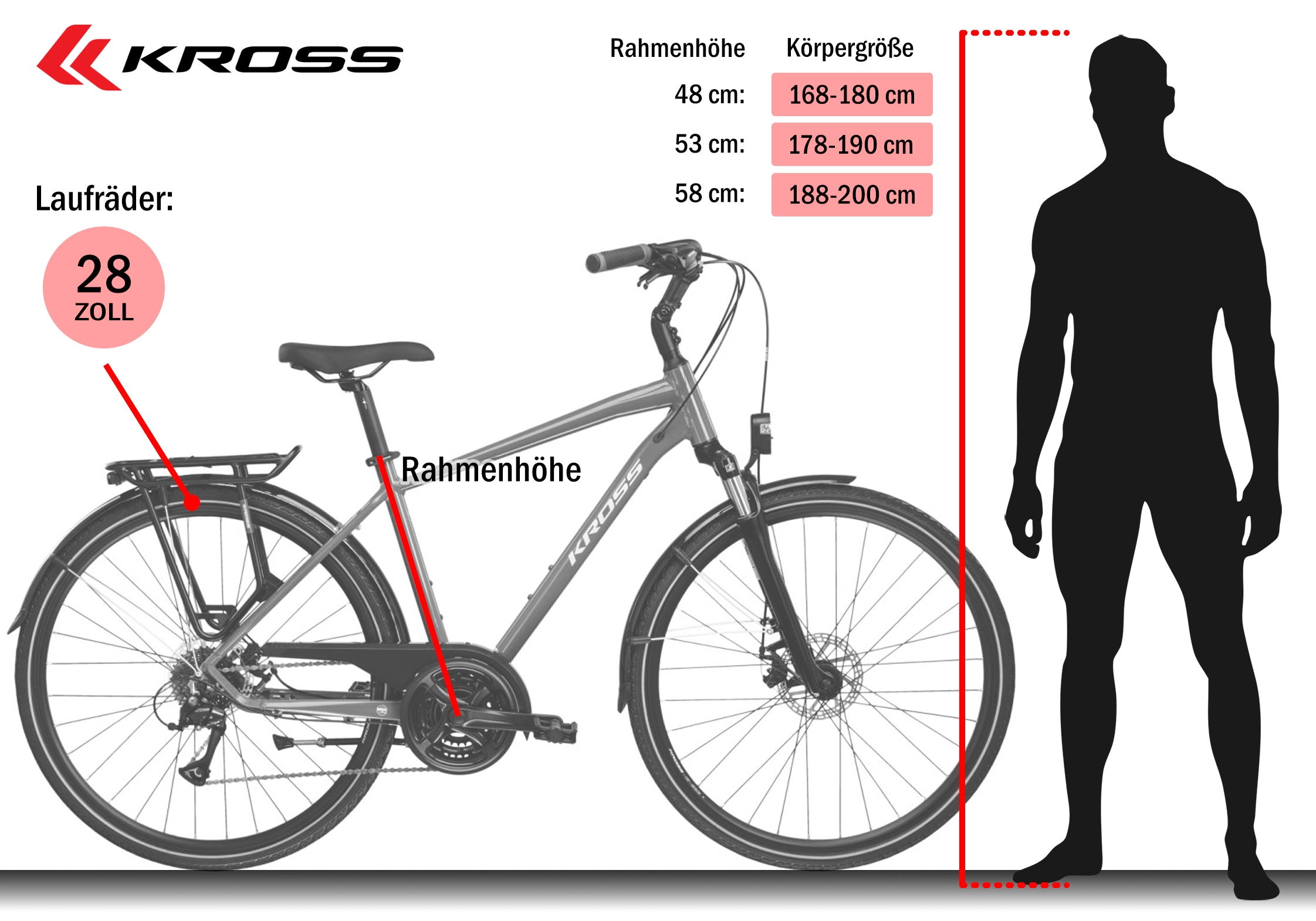 Kross Trekkingrad »Herren-Trekkingrad 28" Trans 3.0 Grün 24 Gänge« 24 Gang Shimano ACERA M3020 Schaltwerk Kettenschaltung
