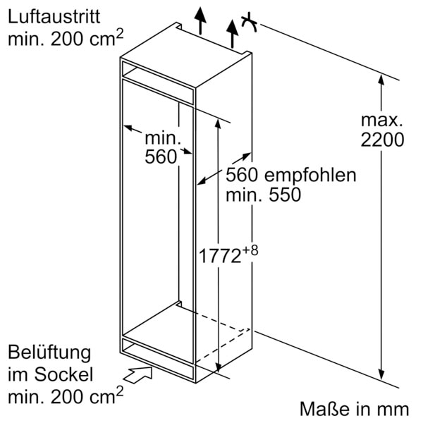 BOSCH Einbaukühlgefrierkombination »KIV86VSE0«, KIV86VSE0, 177,2 cm hoch, 54,1 cm breit