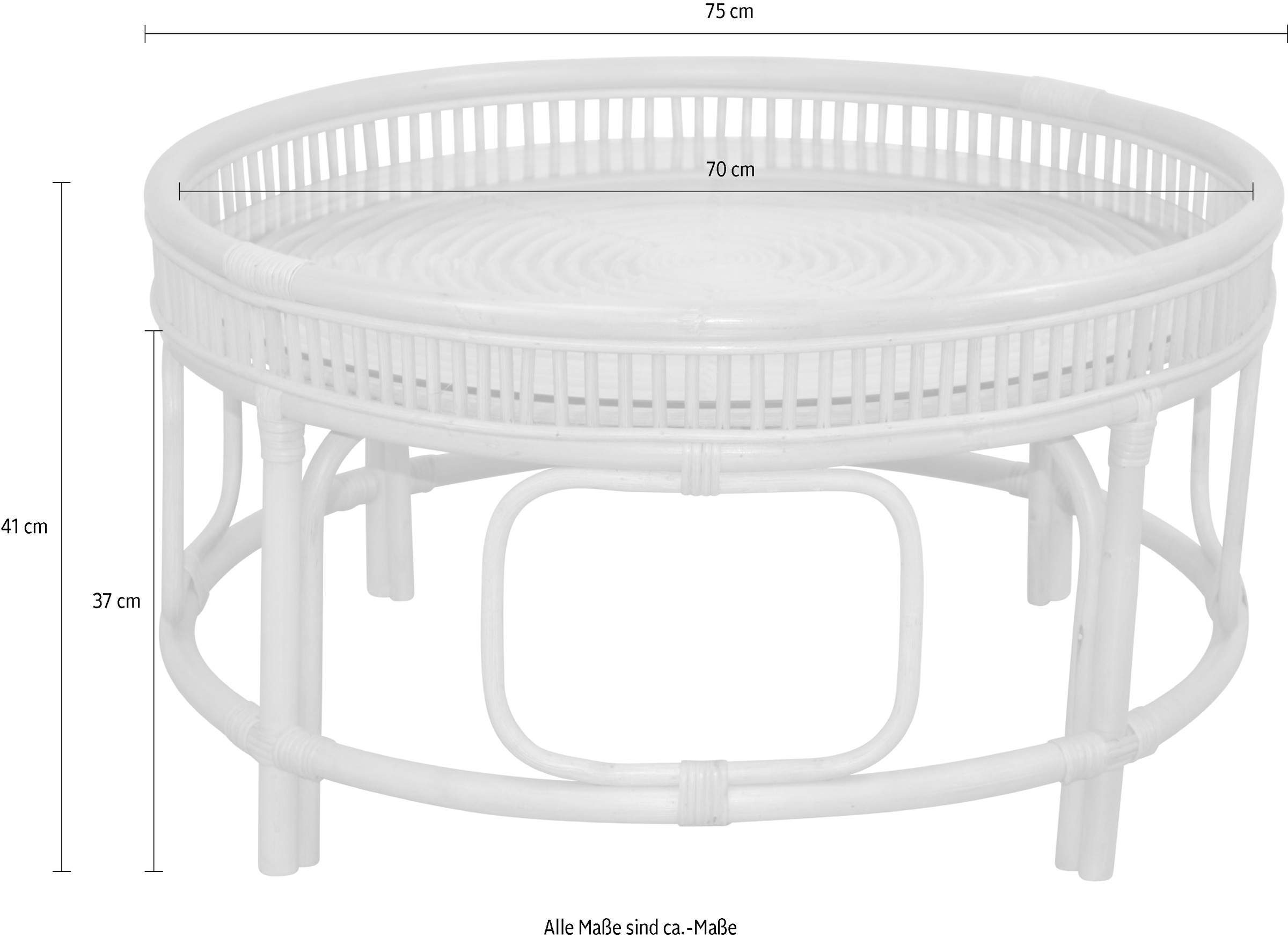HOFMANN LIVING AND MORE Couchtisch, Rattan-Couchtisch mit oder ohne Glasplatte lieferbar