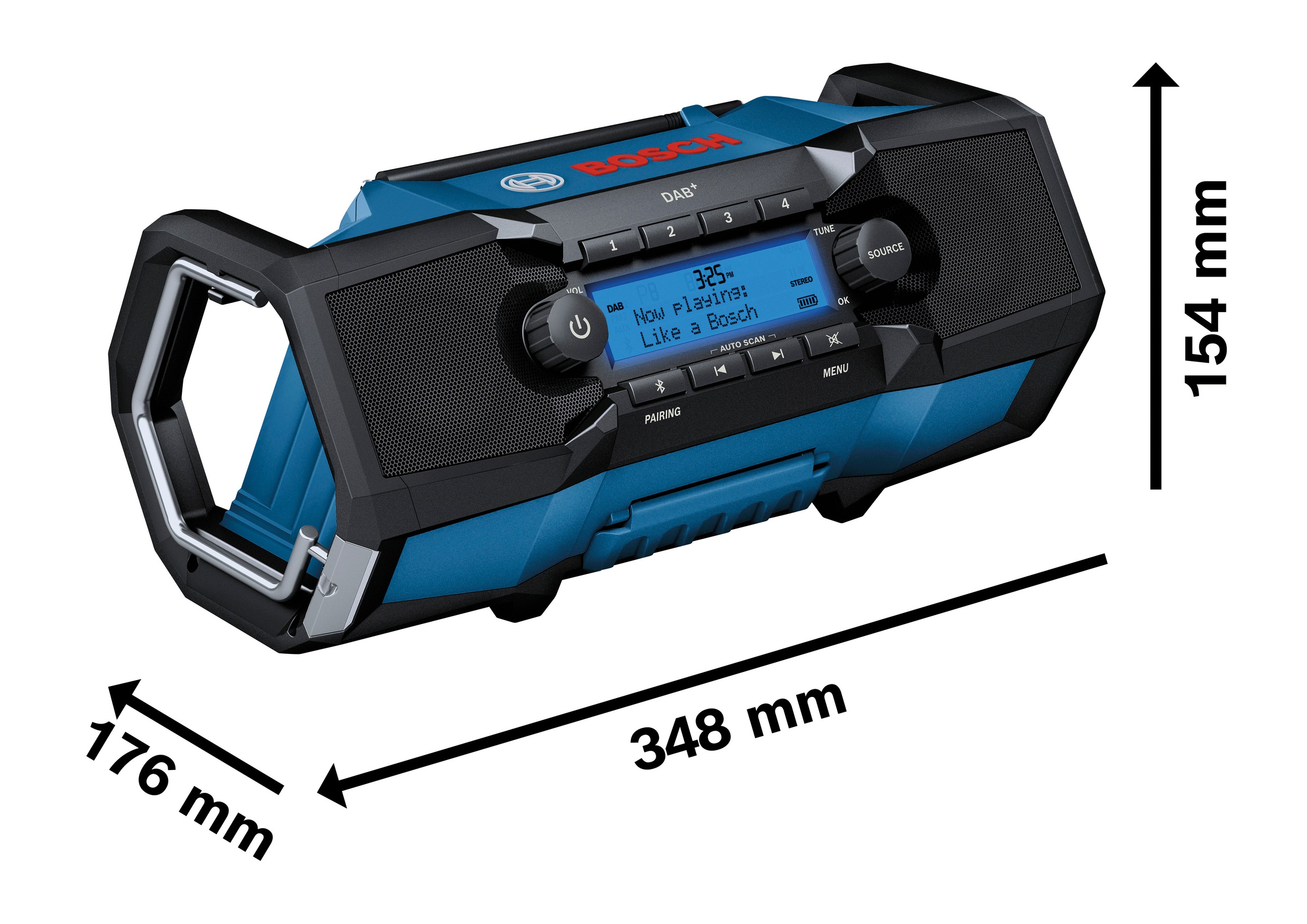 Bosch Professional Digitalradio (DAB+) »»GPB 18V-2 SC PROFESSIONAL« Baustellenradio, IP54«, (Bluetooth Digitalradio (DAB+) 15 W), Digital Audio Broadcasting + digitaler Empfang von zahlreichen Sendern