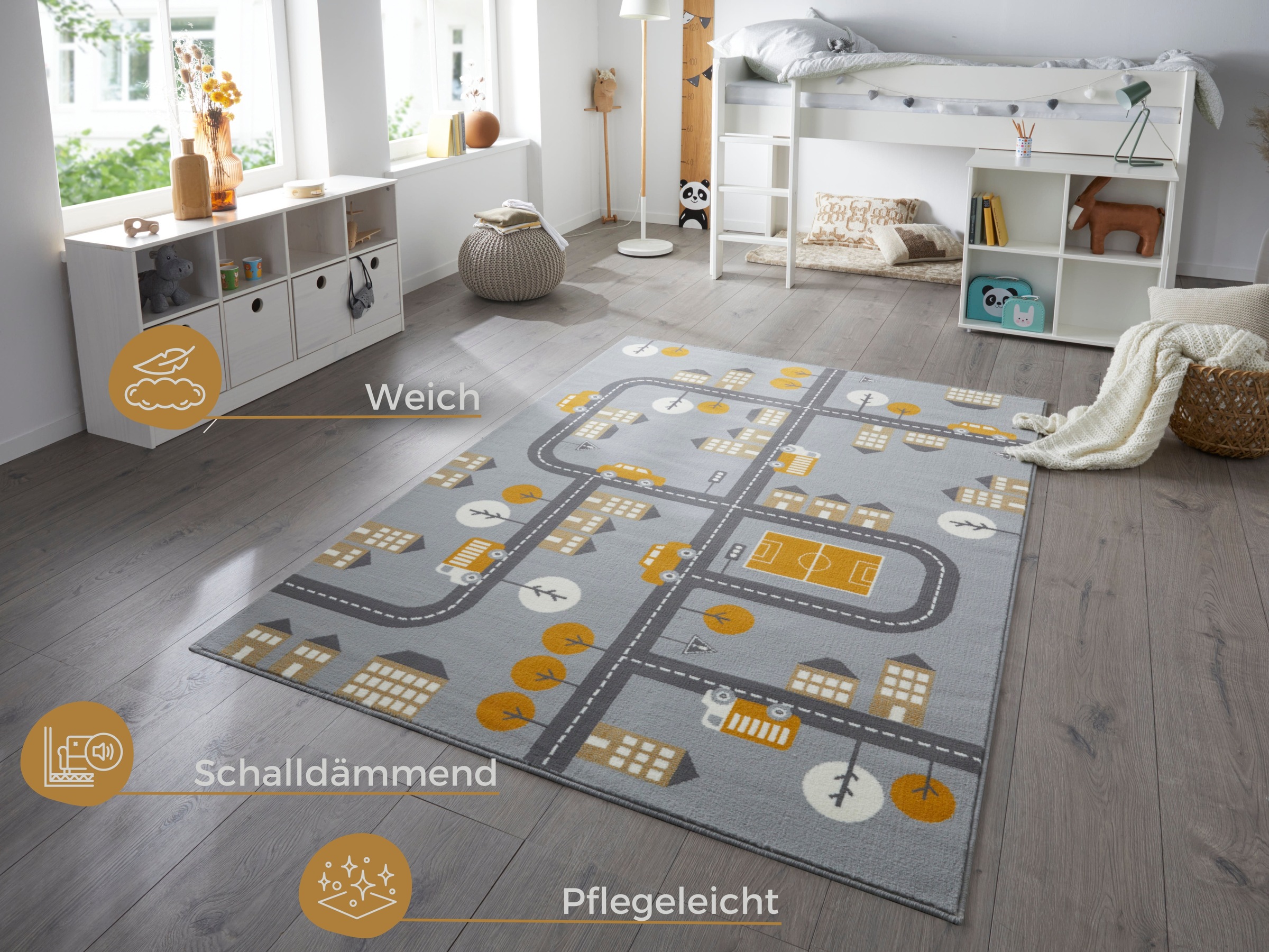 HANSE Home Kinderteppich "Town" rechteckig 0,9 mm Höhe Kurzflor, Kindertepp günstig online kaufen