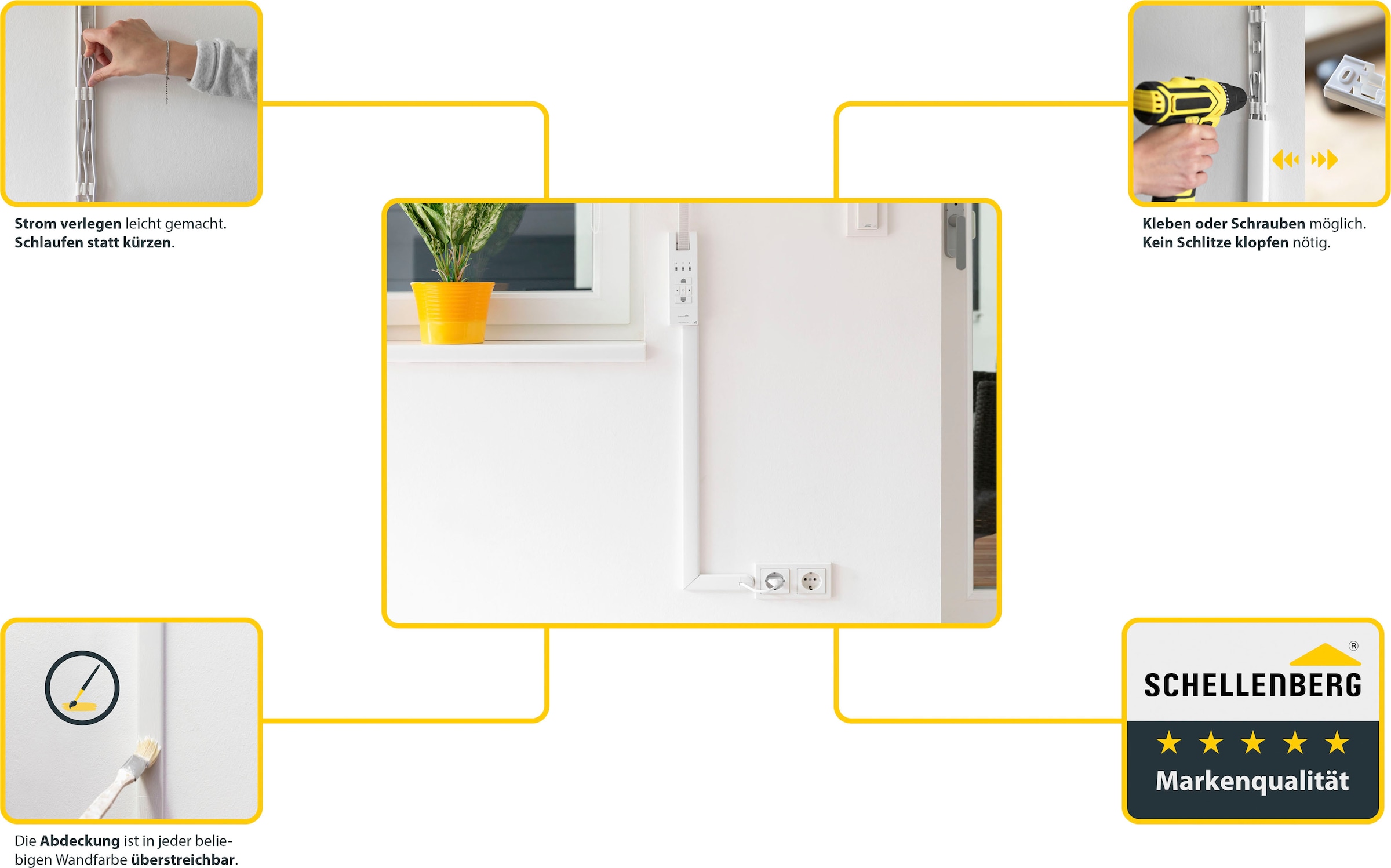 SCHELLENBERG Kabelkanal »System M Erweiterung zur Aufputzmontage, kleben oder schrauben«, Kabel Organizer, 2,1 m, weiß