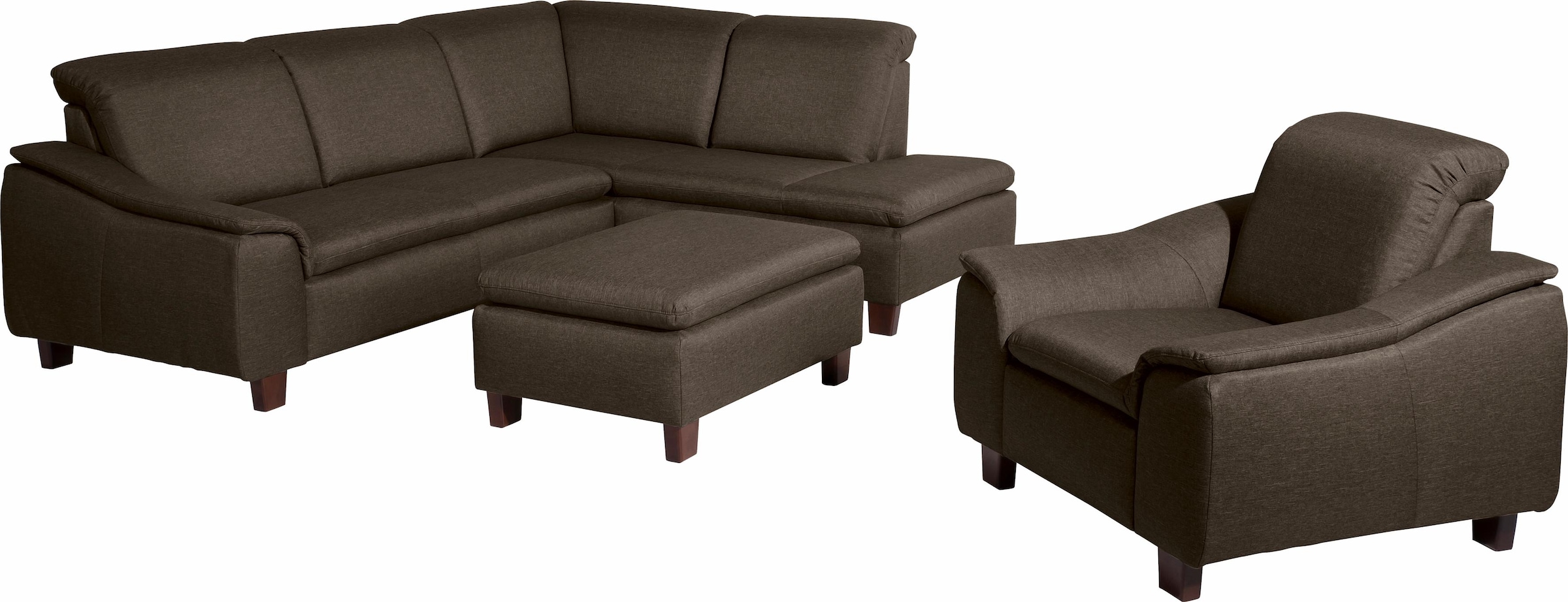 Max Winzer® Ecksofa »Alessio, aktuelle Mattenoptik, geschwungene Formensprache, bequem«, mit abgerundeter Rückenlehne, Ottomane wahlweise links oder rechts