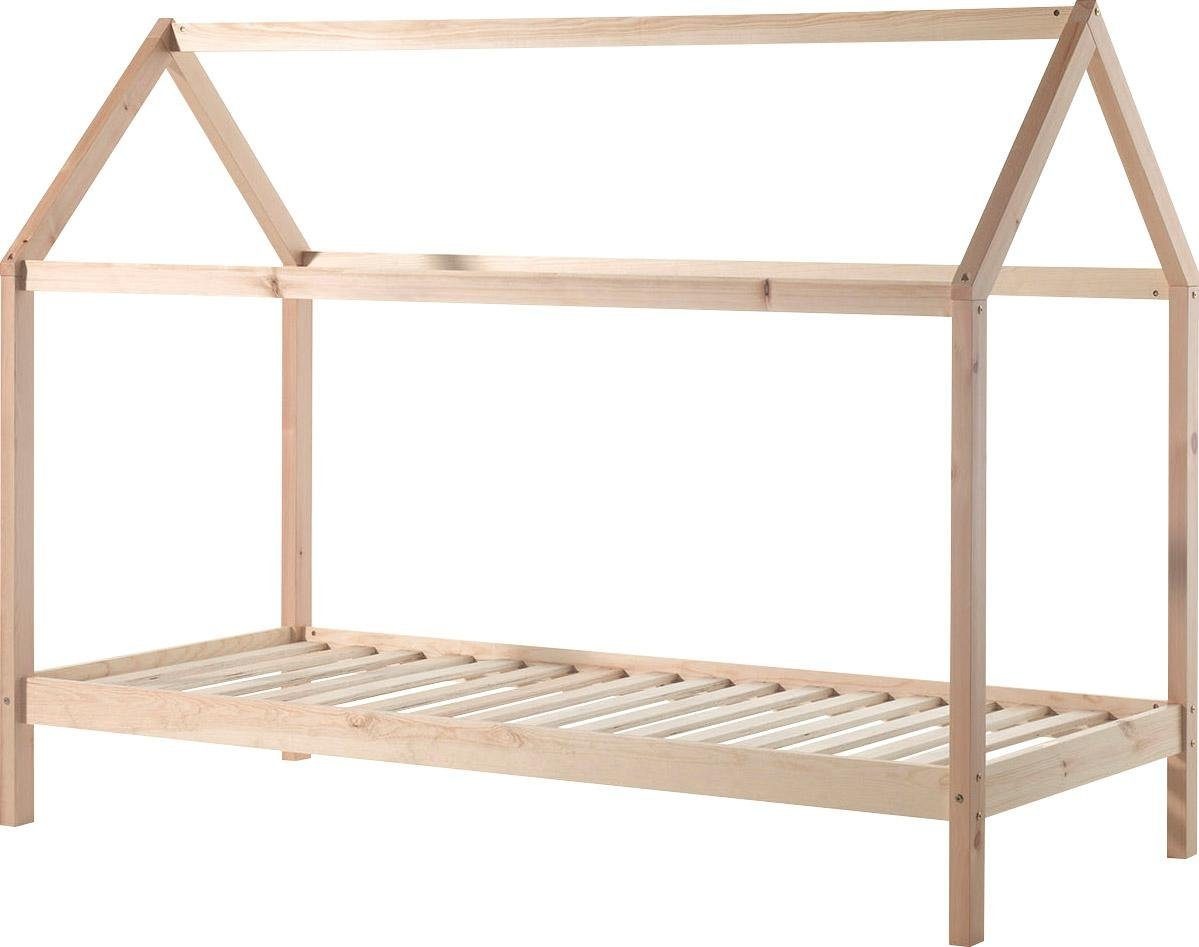 Vipack Hausbett »Dallas«, (Made in Europe), Ein Hausbett in Massivholz mit Lattenrost und Bettschublade