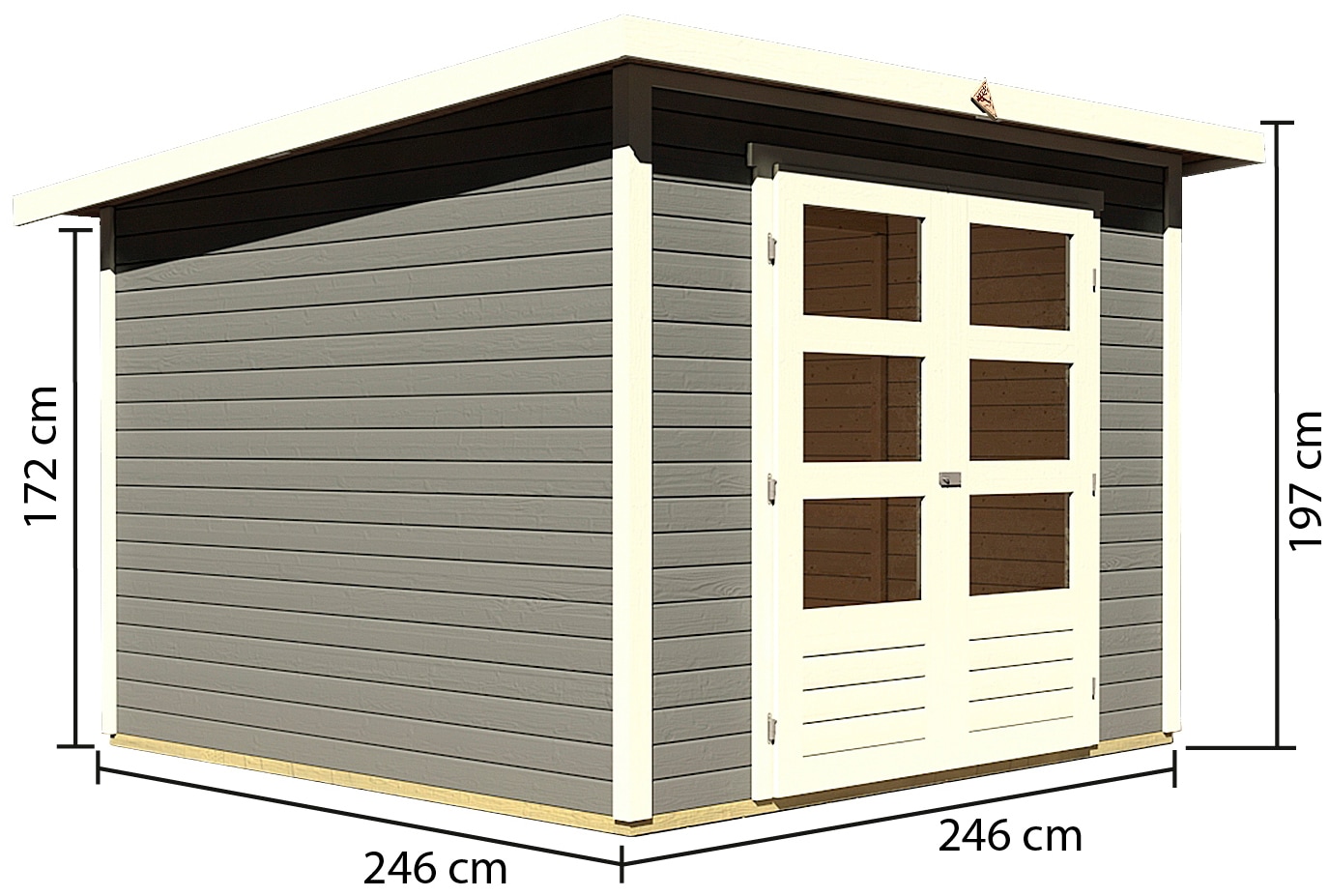 Karibu Gartenhaus »Stockach 4«, (Set), anthrazit, naturbelassen oder terragrau