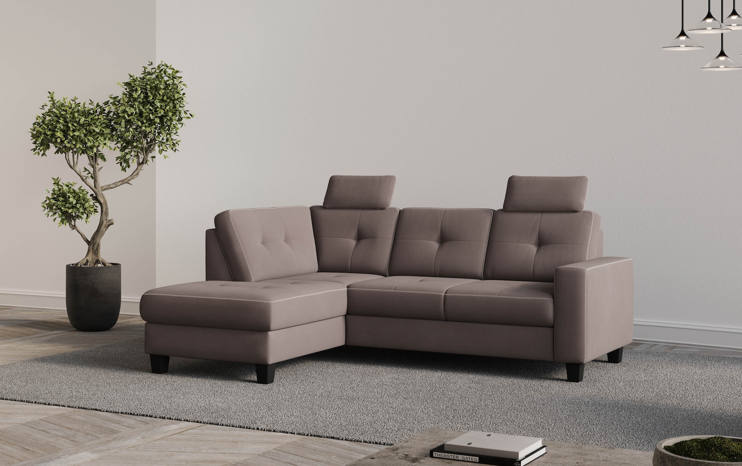 Places of Style Ecksofa »Varese«, Kreuznaht in beige günstig online kaufen
