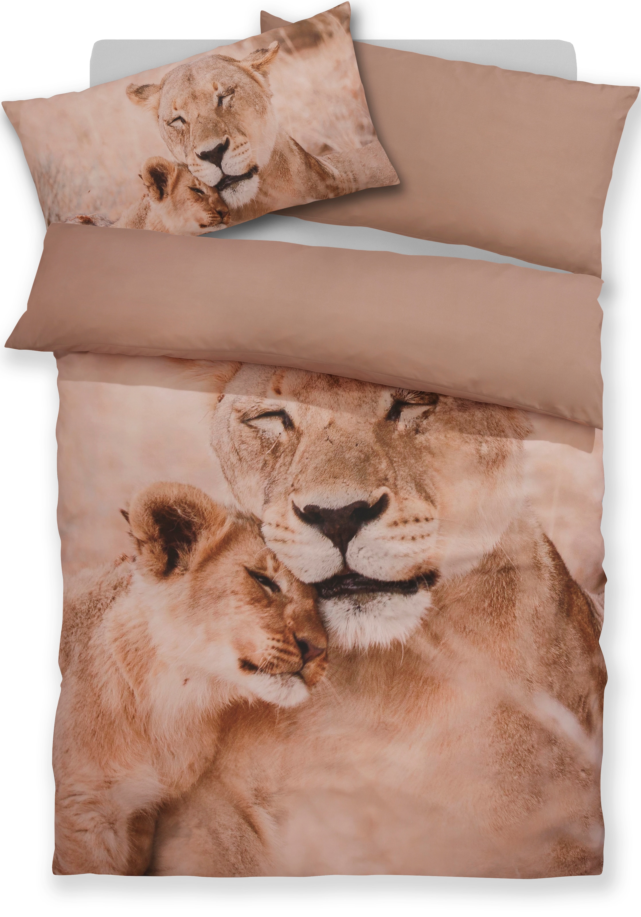 OTTO home Bettwäsche »Lyki«, ab Größe 135x200 cm, 100% Polyester, Katze, Pferd, Löwe, Pinguin