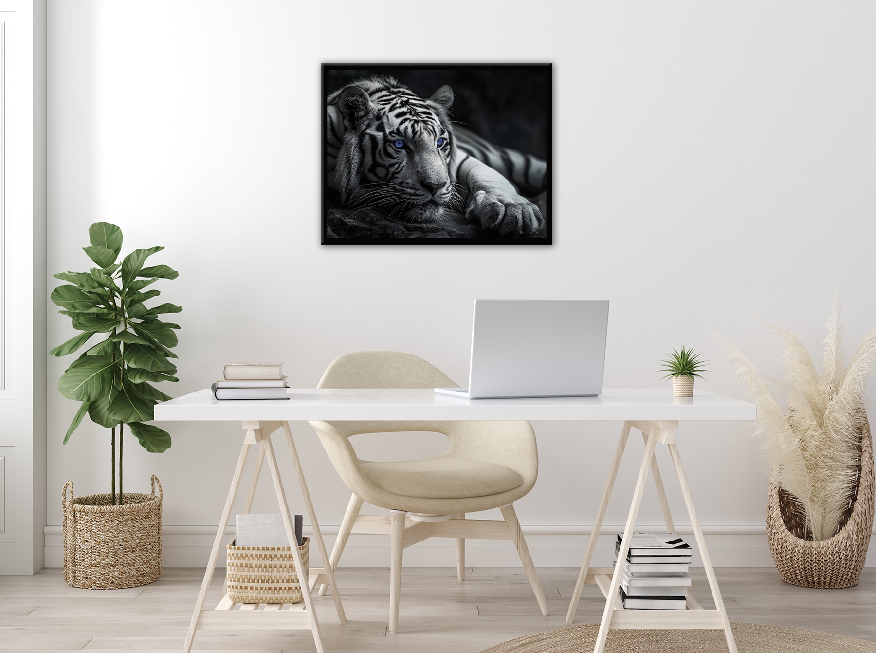 Bönninghoff Bild mit Rahmen »TIGER MIT BLAUEN AUGEN 40x50 cm – Tierbild Natur Wanddeko«